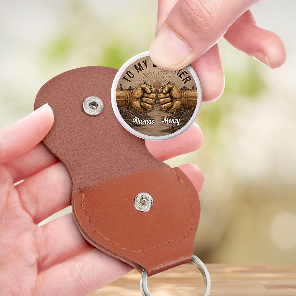 Custom Brother Coin Keychain, Birthday Gift for Family Members • Brothers By Birth Always - Personalized Pocket Hug