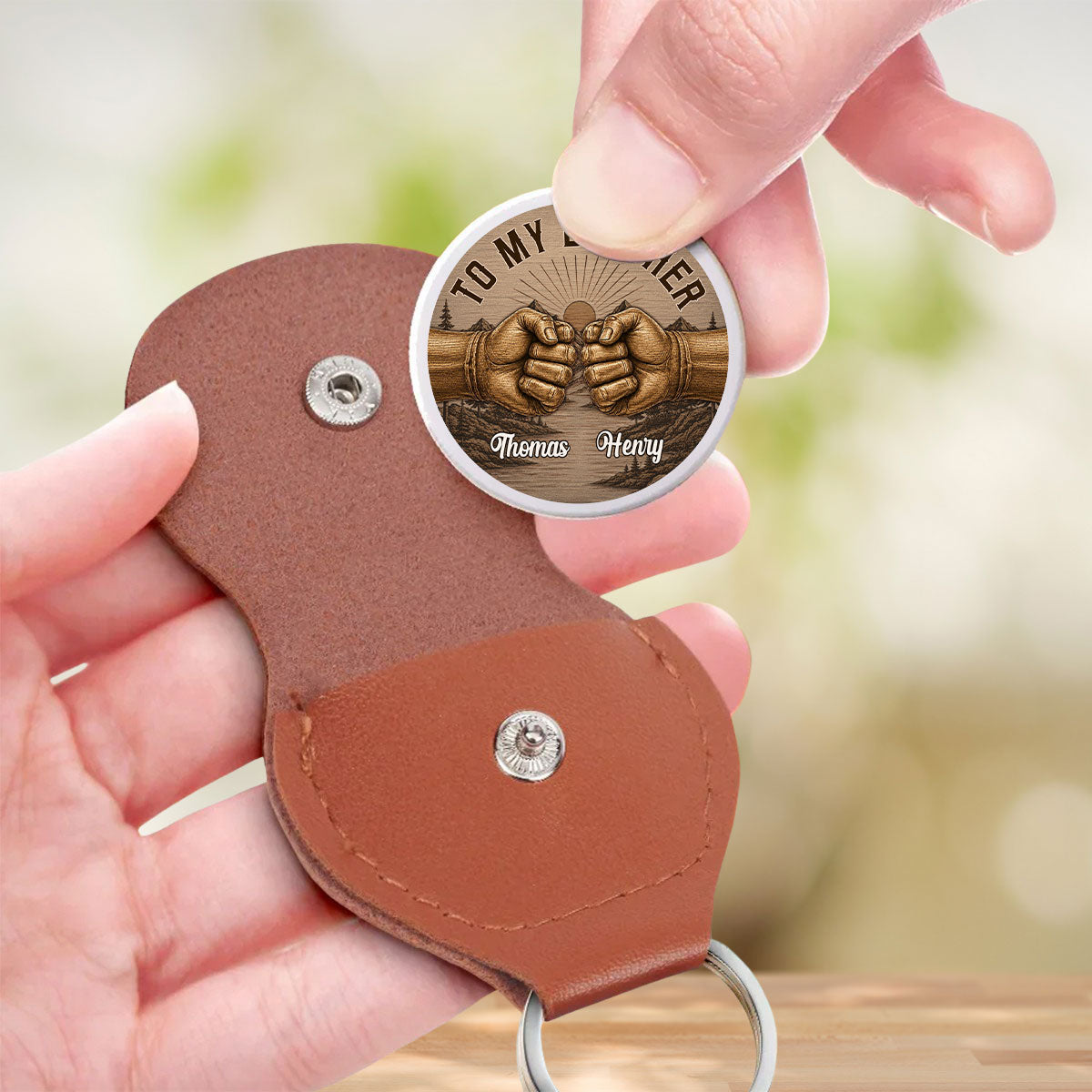 Custom Brother Coin Keychain, Birthday Gift for Family Members • Brothers By Birth Always - Personalized Pocket Hug