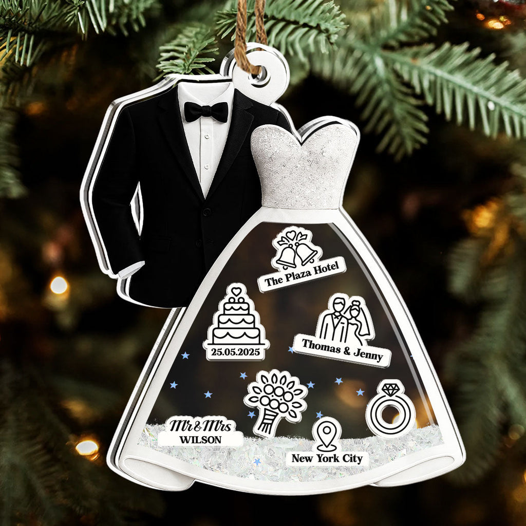 Custom Couple Christmas Ornament, Anniversary Gift •  One Day To Day One - Personalized Acrylic Shaker Ornament