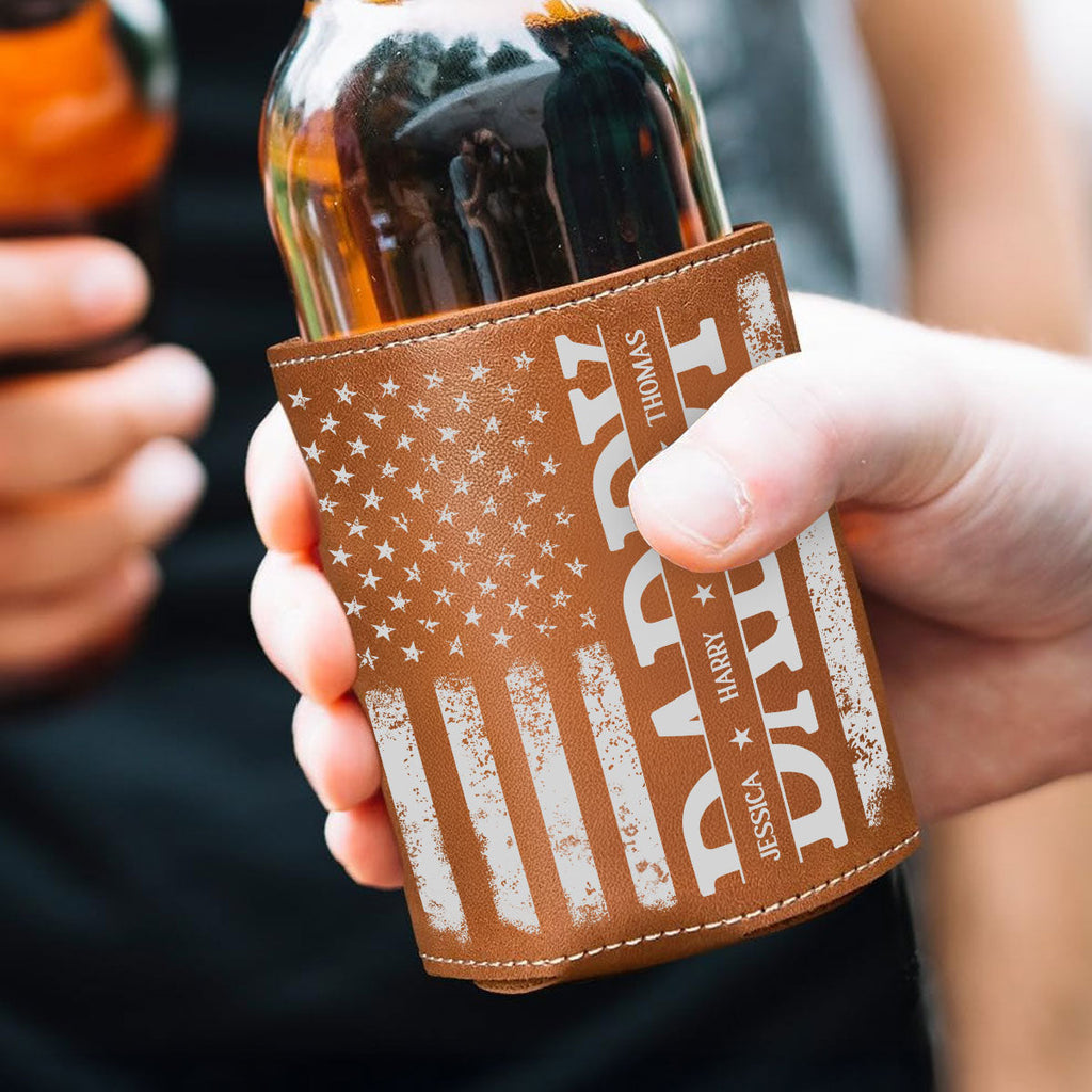 The Best Daddy - Personalized Leather Can Cooler