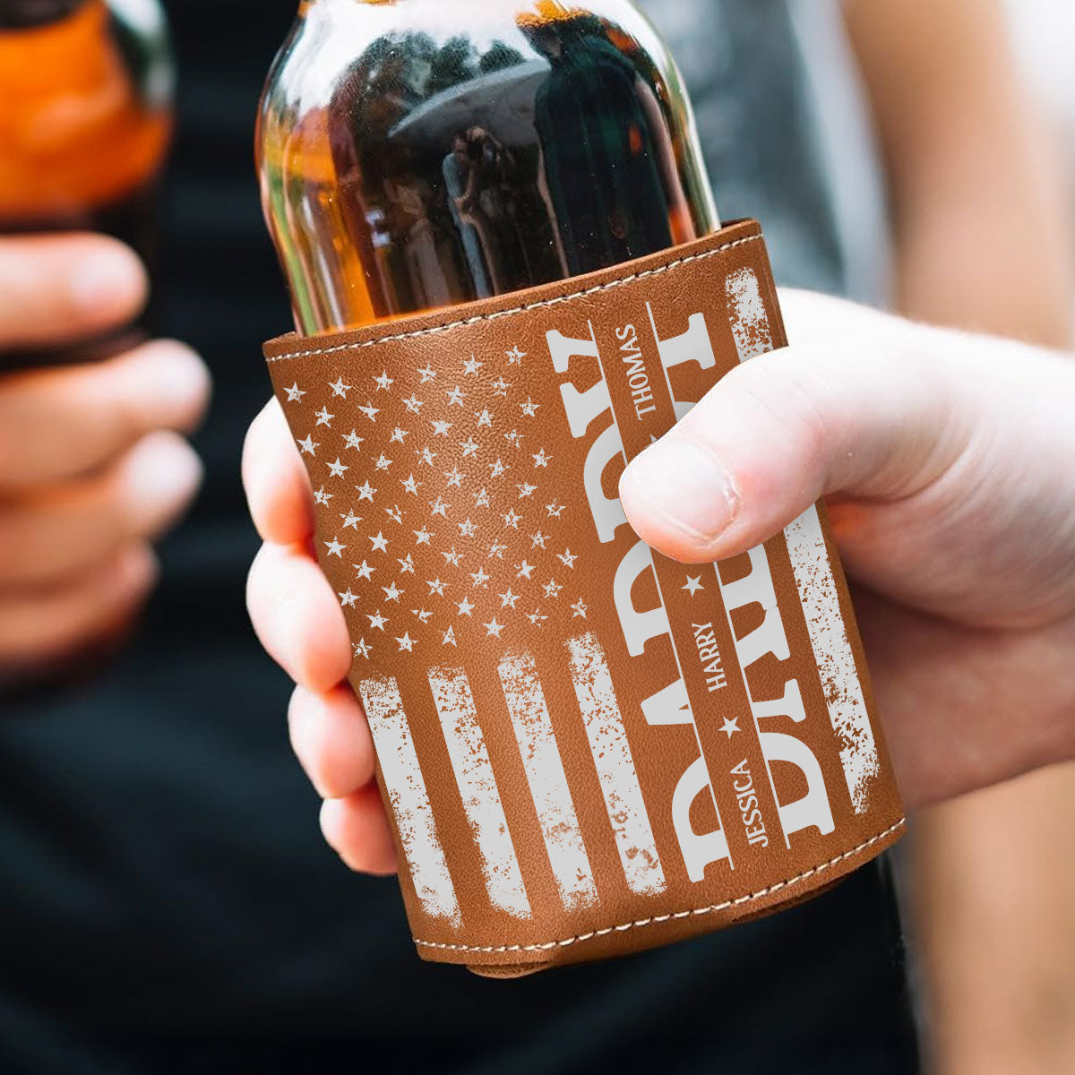 The Best Daddy - Personalized Leather Can Cooler
