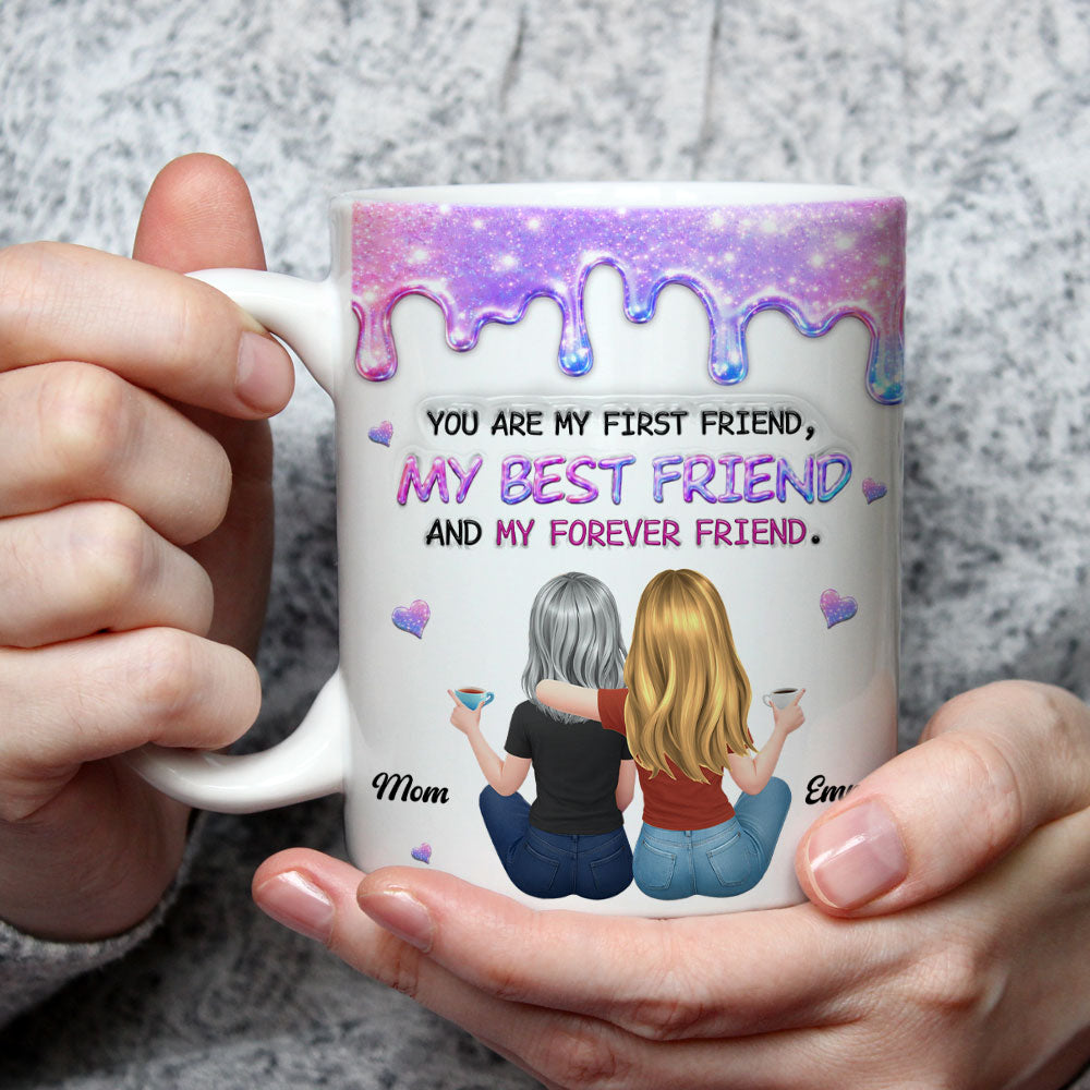 Custom Mother's Day Gift for Mom & Grandma • First And Forever - Personalized 3D Inflated Effect Mug