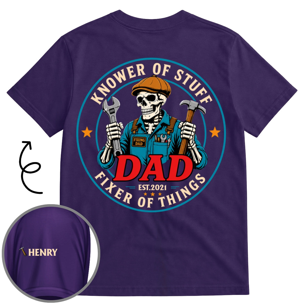 Custom Father's Day, Special Gift for Dad & Grandpa • Fixing Dad - Personalized Shirt With Design On Sleeve