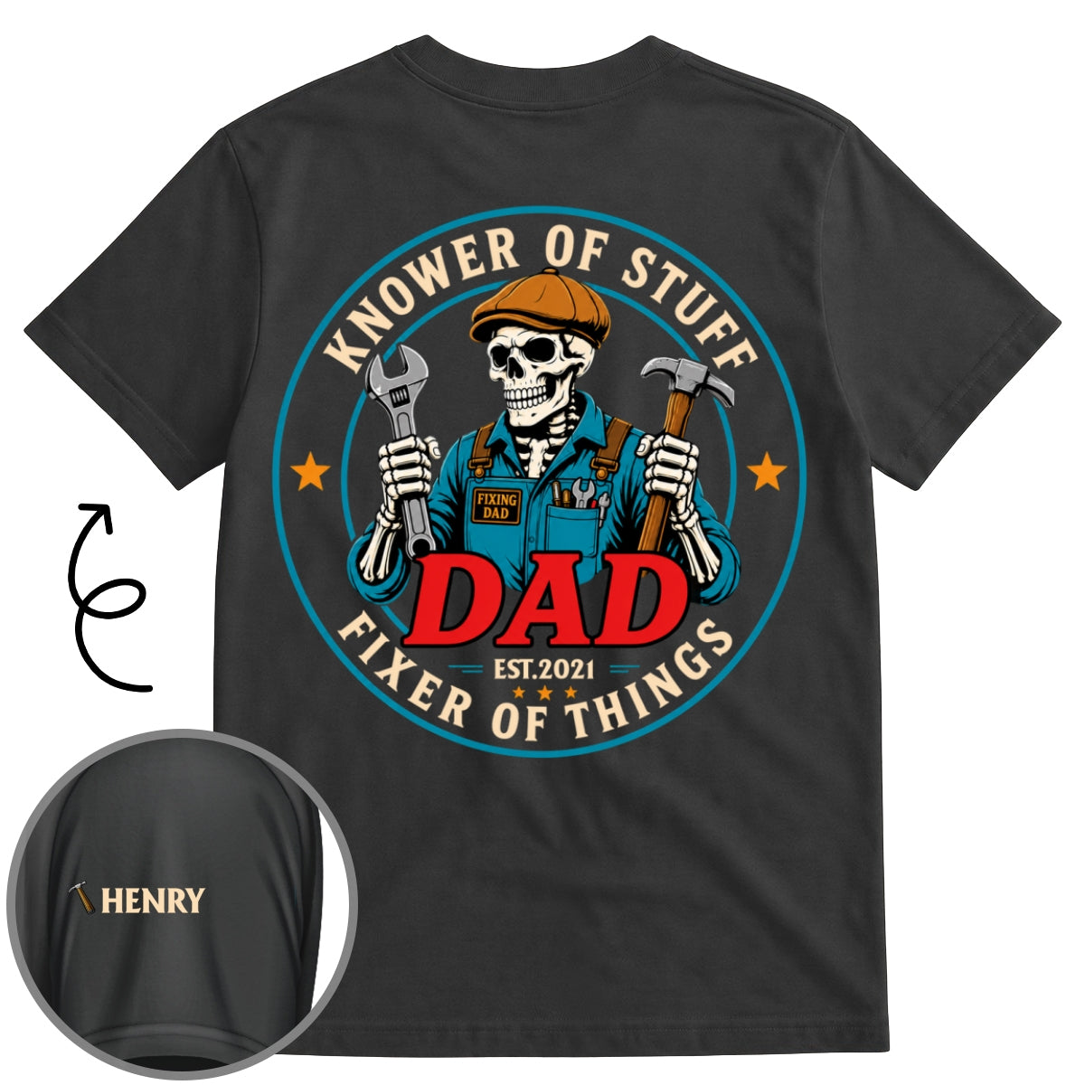 Custom Father's Day, Special Gift for Dad & Grandpa • Fixing Dad - Personalized Shirt With Design On Sleeve