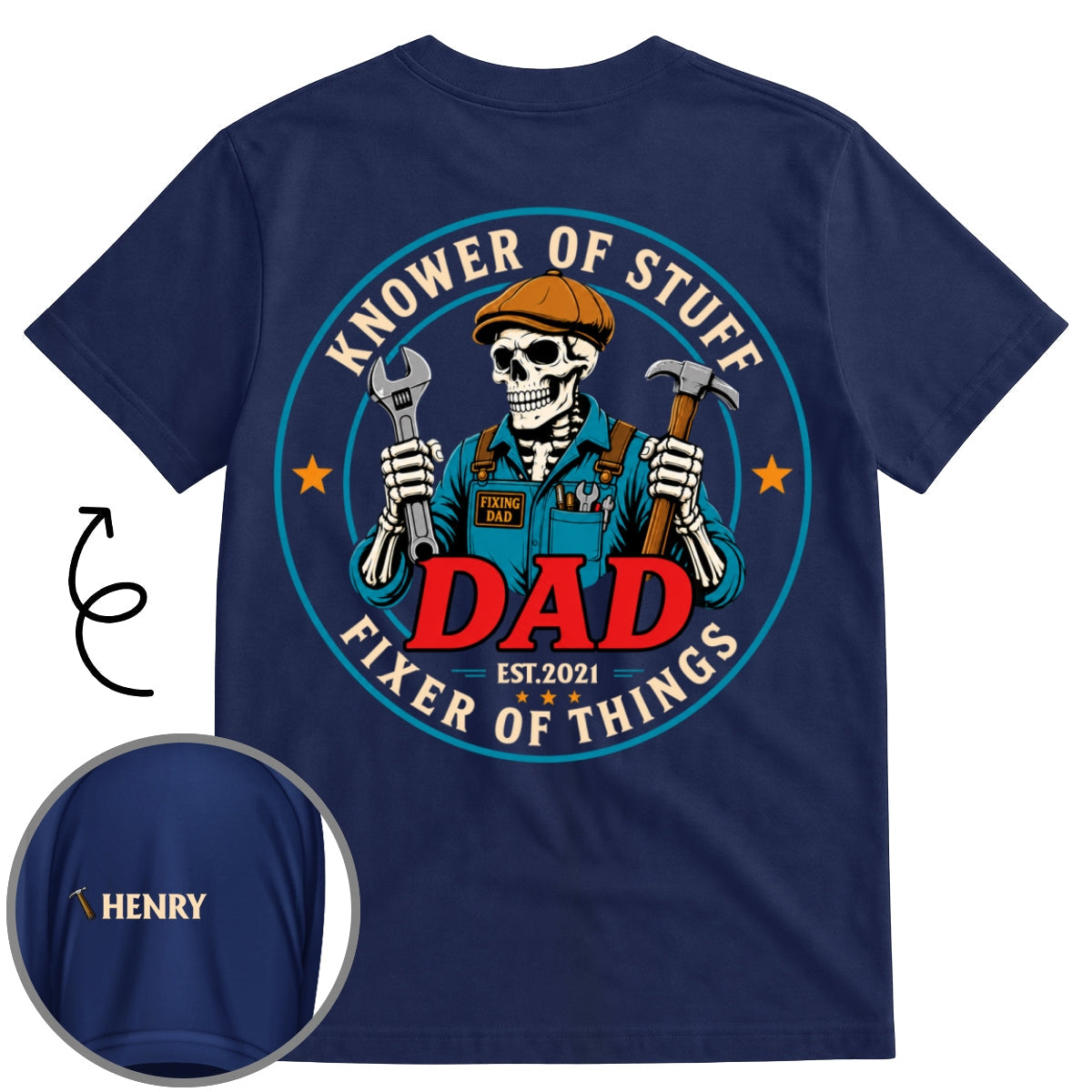 Custom Father's Day, Special Gift for Dad & Grandpa • Fixing Dad - Personalized Shirt With Design On Sleeve