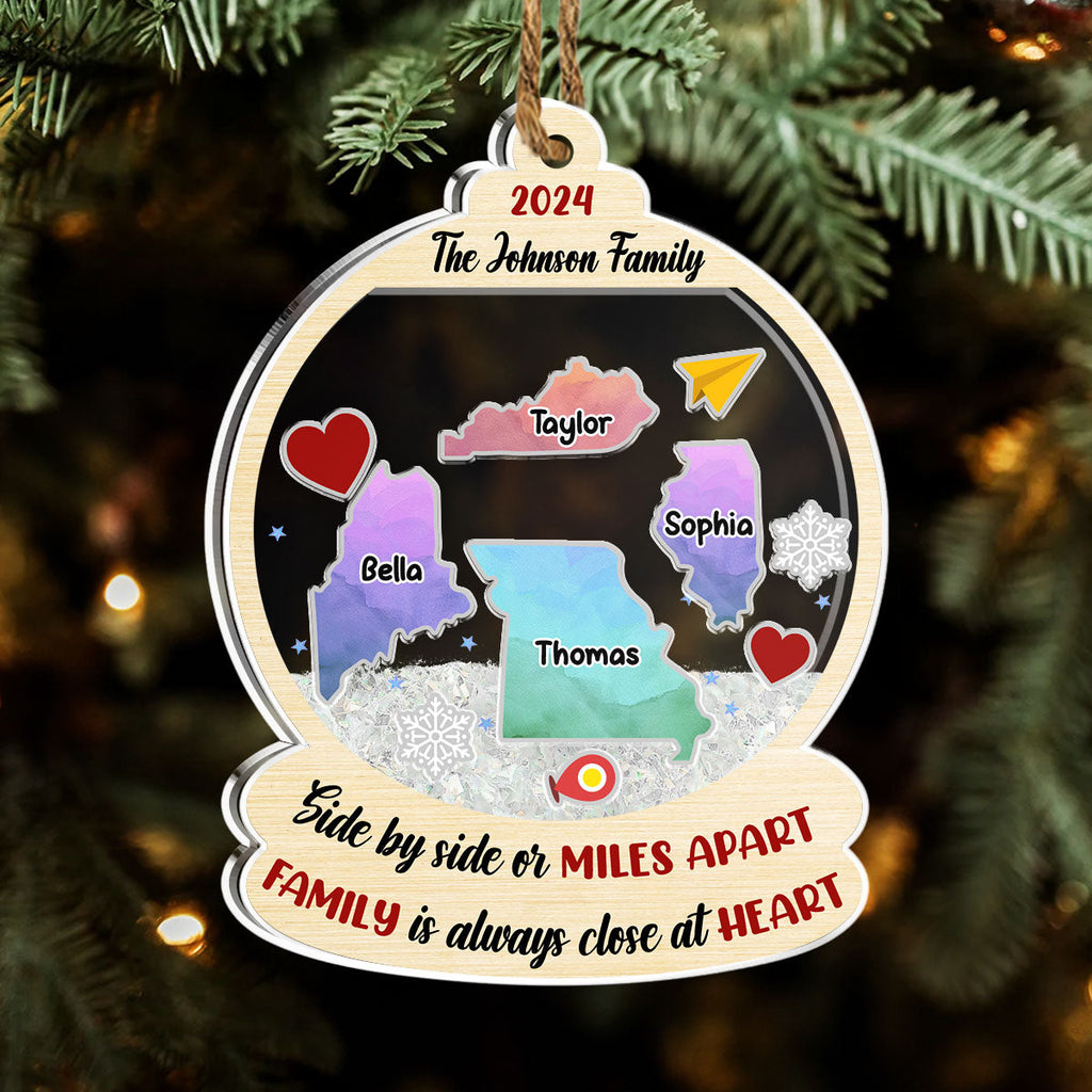 Custom Family Ornament, Christmas Gift for Family Members •  Family Is Always Close At Heart - Personalized Acrylic Shaker Ornament