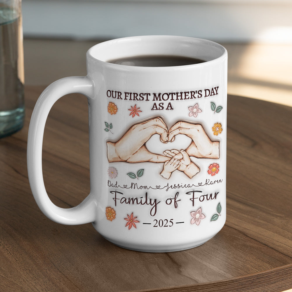 Custom Christmas & Birthday Keepsake Gift • Our First Mother Day - Personalized 3D Inflated Effect Mug