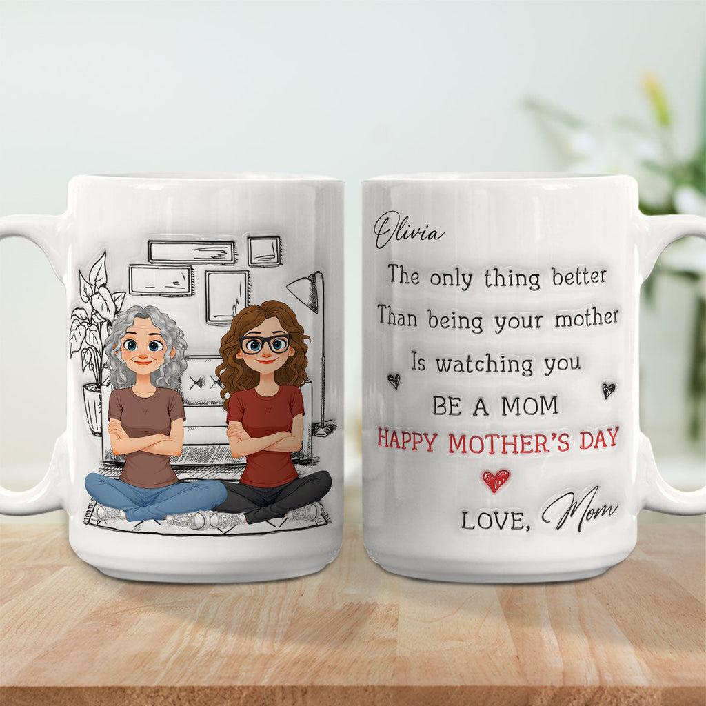 Custom Mother's Day Gift for Daughter • Cartoonize Parents And Daughter - Personalized 3D Inflated Effect Mug