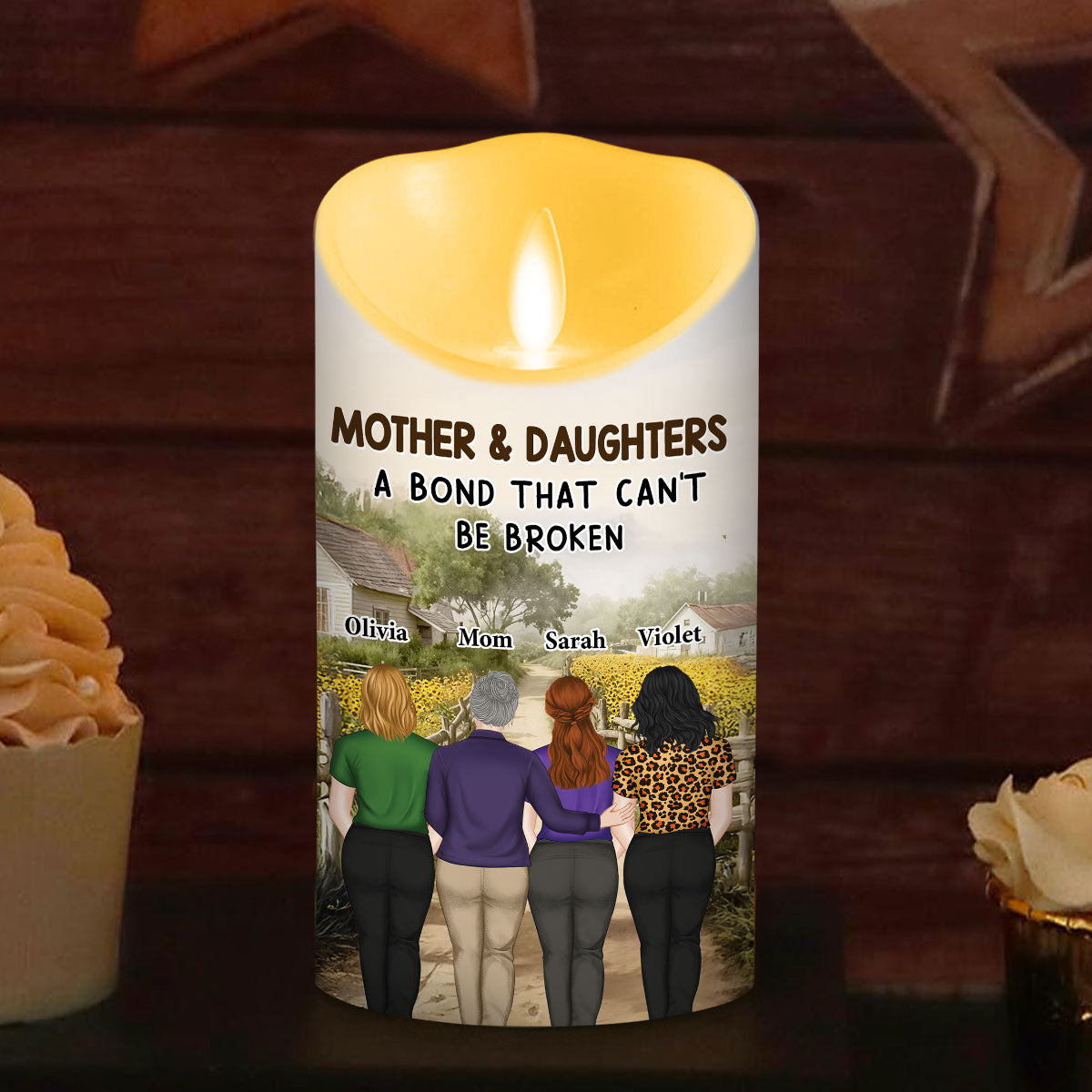 Mother And Daughter - Personalized LED Candle