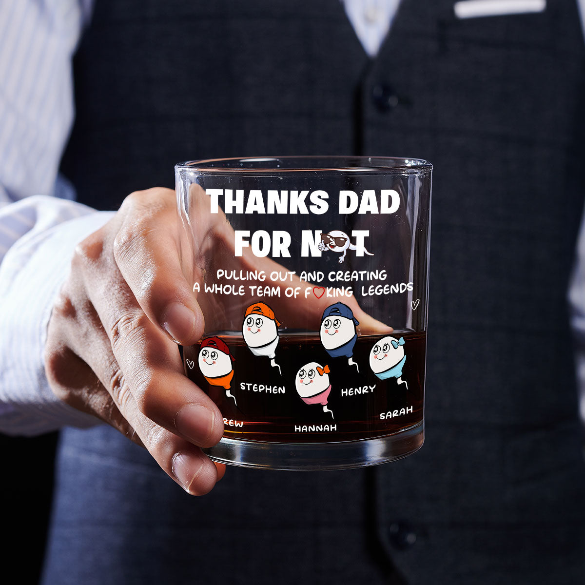 Custom Father's Day Birthday Gifts for Dad • Thanks Dad For Creating A Legend - Personalized Whiskey Glass