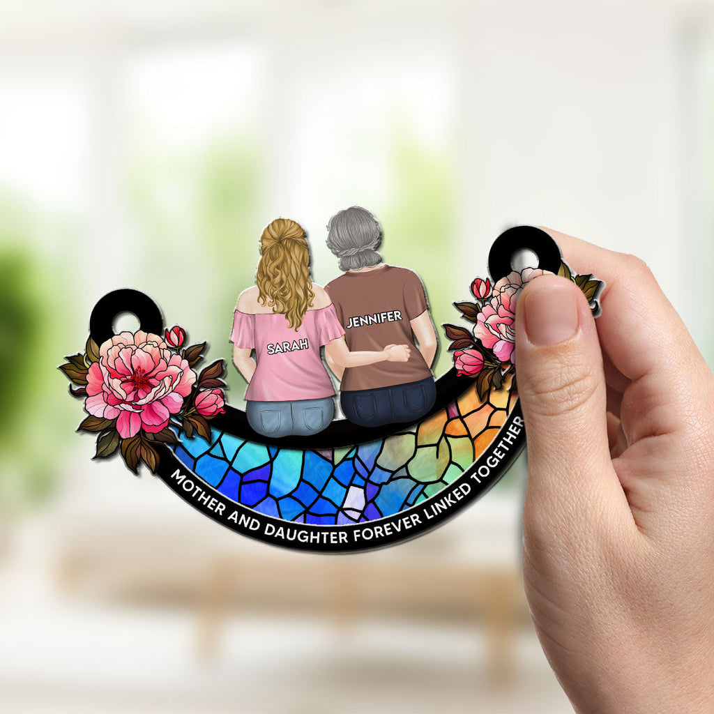 Custom Hanging Decor for Mom Daughter, Mother's Day Birthday Gifts • Mother And Daughters - Personalized Suncatcher