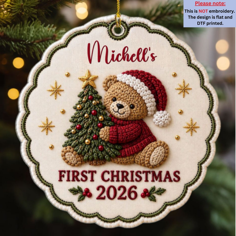 Custom Baby First Christmas Ornament for New Parents •  Little Christmas Miracle - Personalized Acrylic Ornament