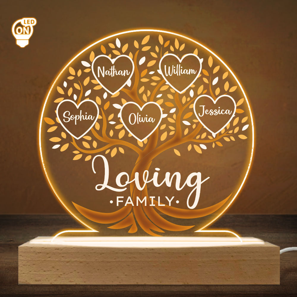 Custom Gift for Mom Grandma, Mother's Day Birthday • Loving Family - Personalized LED Light