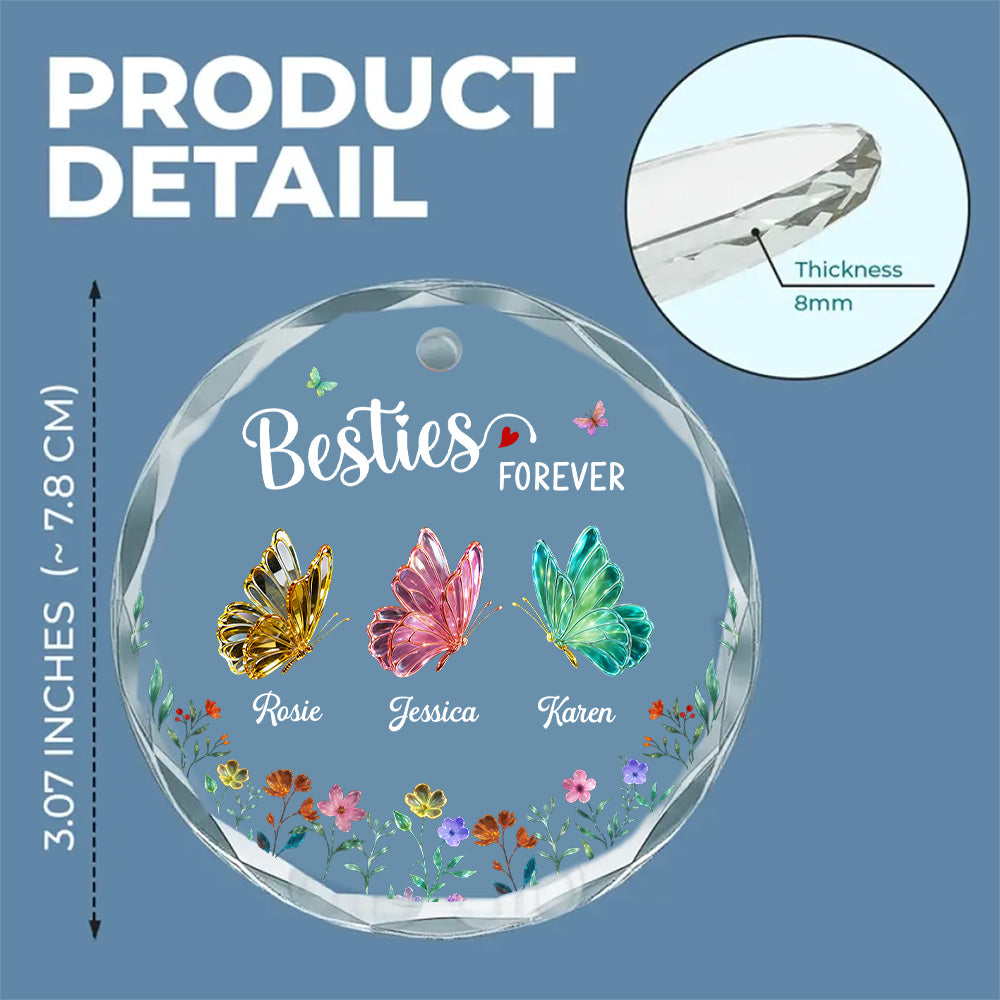 Custom Sister Christmas Ornament •  Twinkling Butterflies - Personalized Glass Ornament