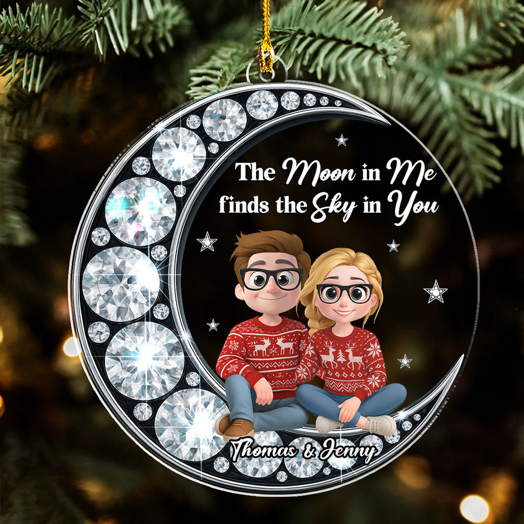 Custom Couple Christmas Ornament, Anniversary Gift •  The Moon Found Her Sky - Personalized Acrylic Ornament