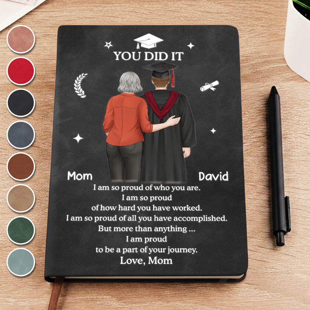 Graduation Journal Custom Name School Year For Daughter, Son • You Did It - Personalized Leather Journal