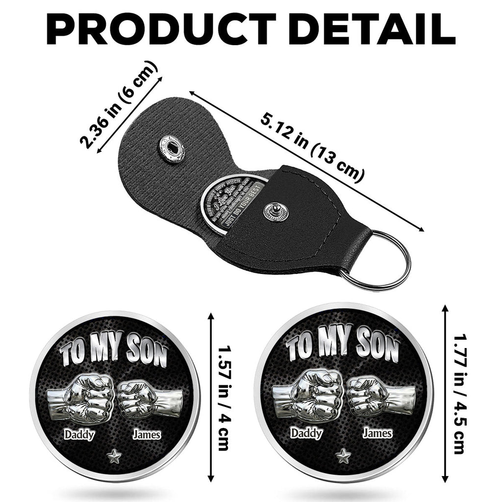 Custom Son Coin Keychain, Father's Day Birthday Gifts • Son I Believe In You - Personalized 3D Printing Pocket Hug