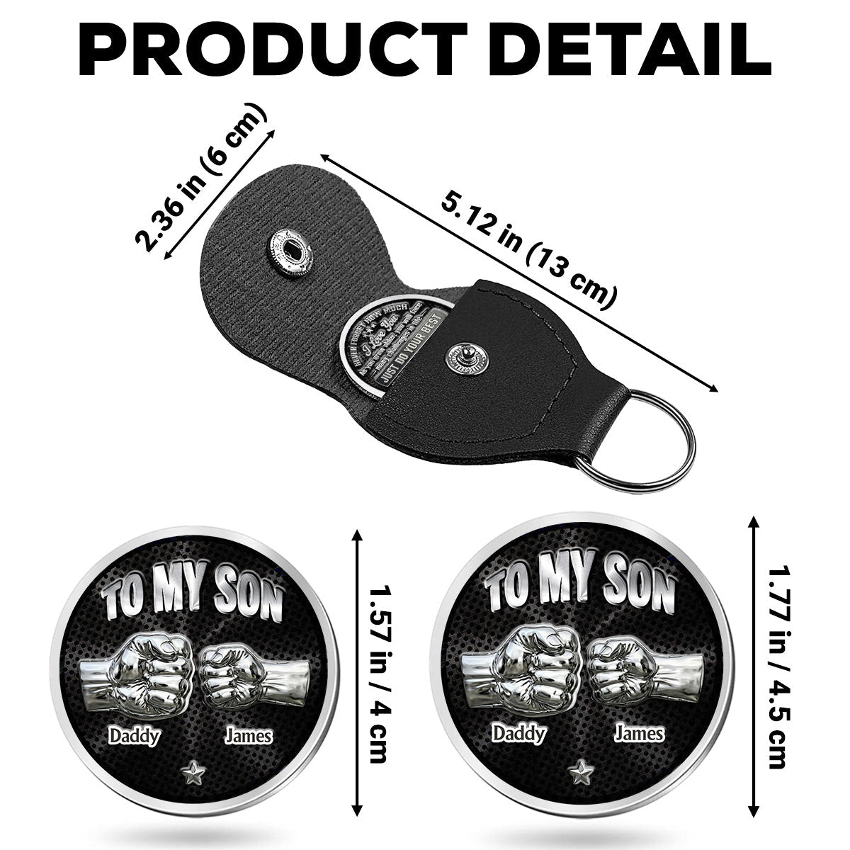Custom Son Coin Keychain, Father's Day Birthday Gifts • Son I Believe In You - Personalized 3D Printing Pocket Hug
