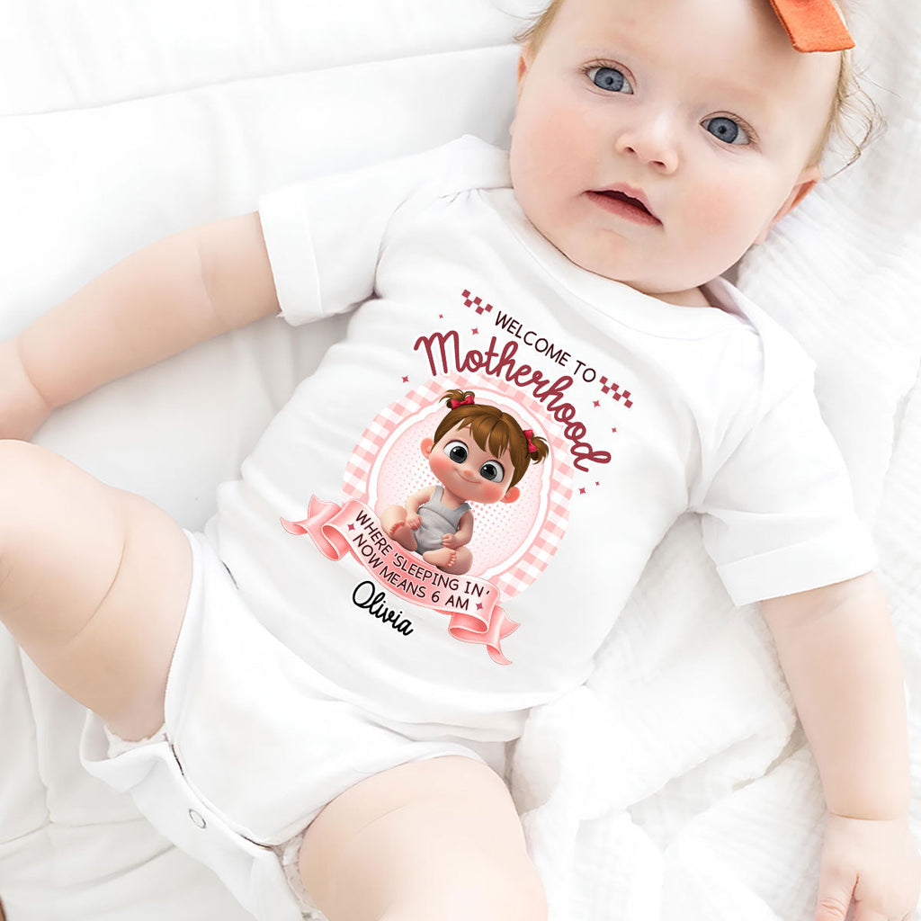 Welcome To Motherhood - Personalized Baby Onesie