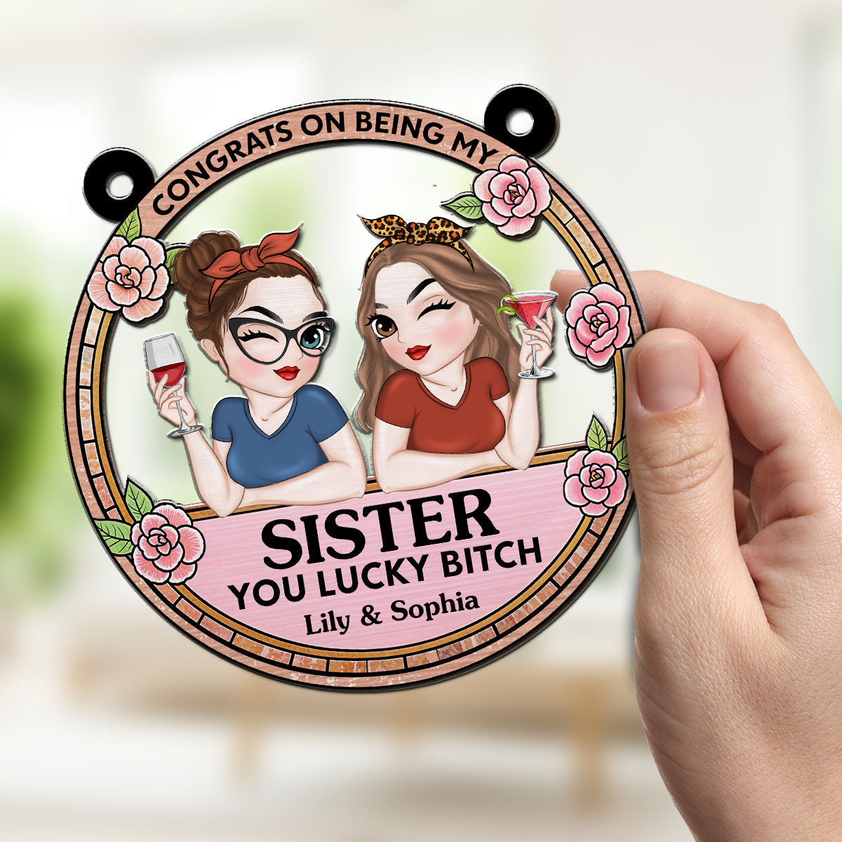Custom Best Friend Hanging Decor, Friendship Birthday Gifts • Congrats On Being My Bestie - Personalized Suncatcher