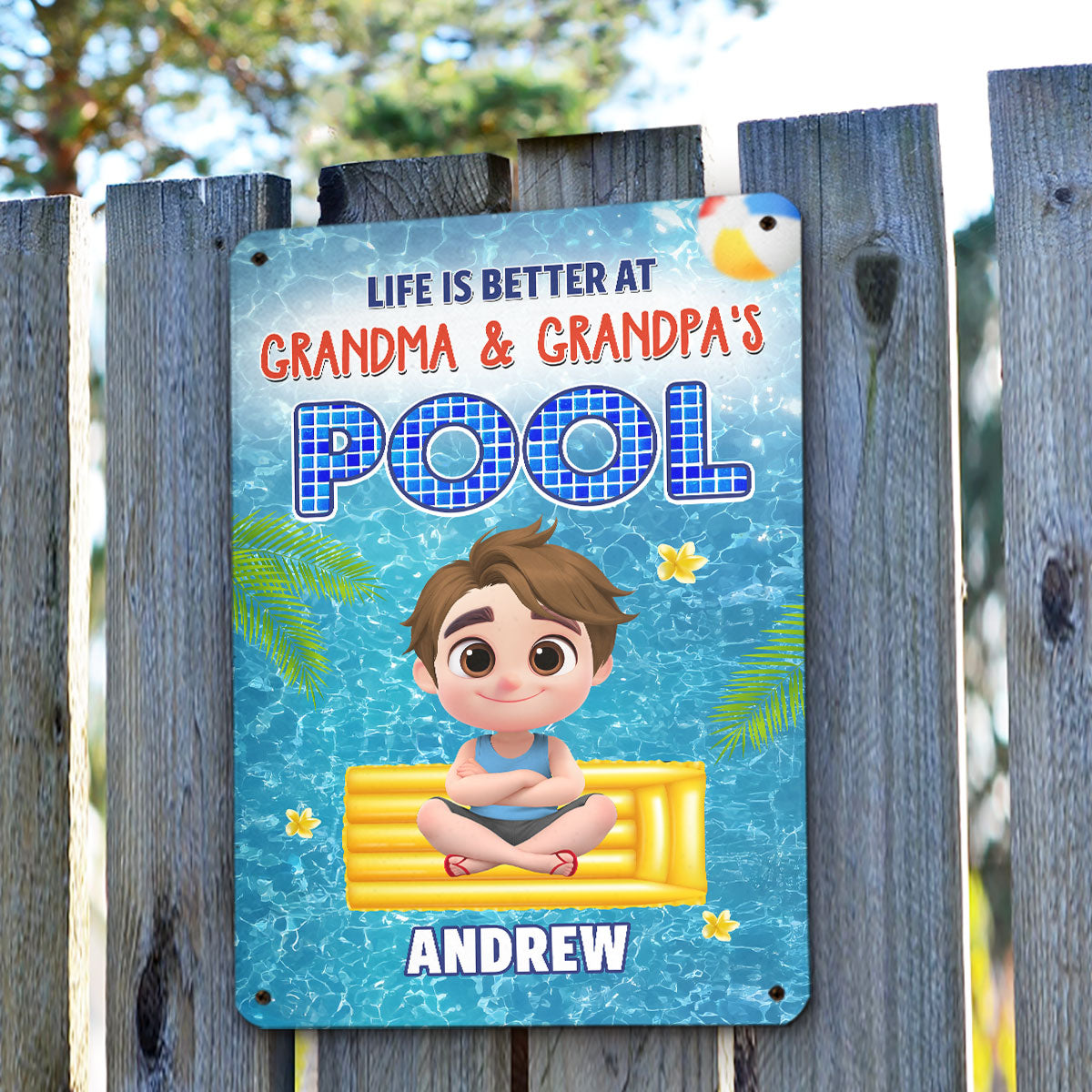 Custom Grandma & Grandpa Summer Backyard, Patio & Porch Decor • Time For The Beach - Personalized Metal Sign