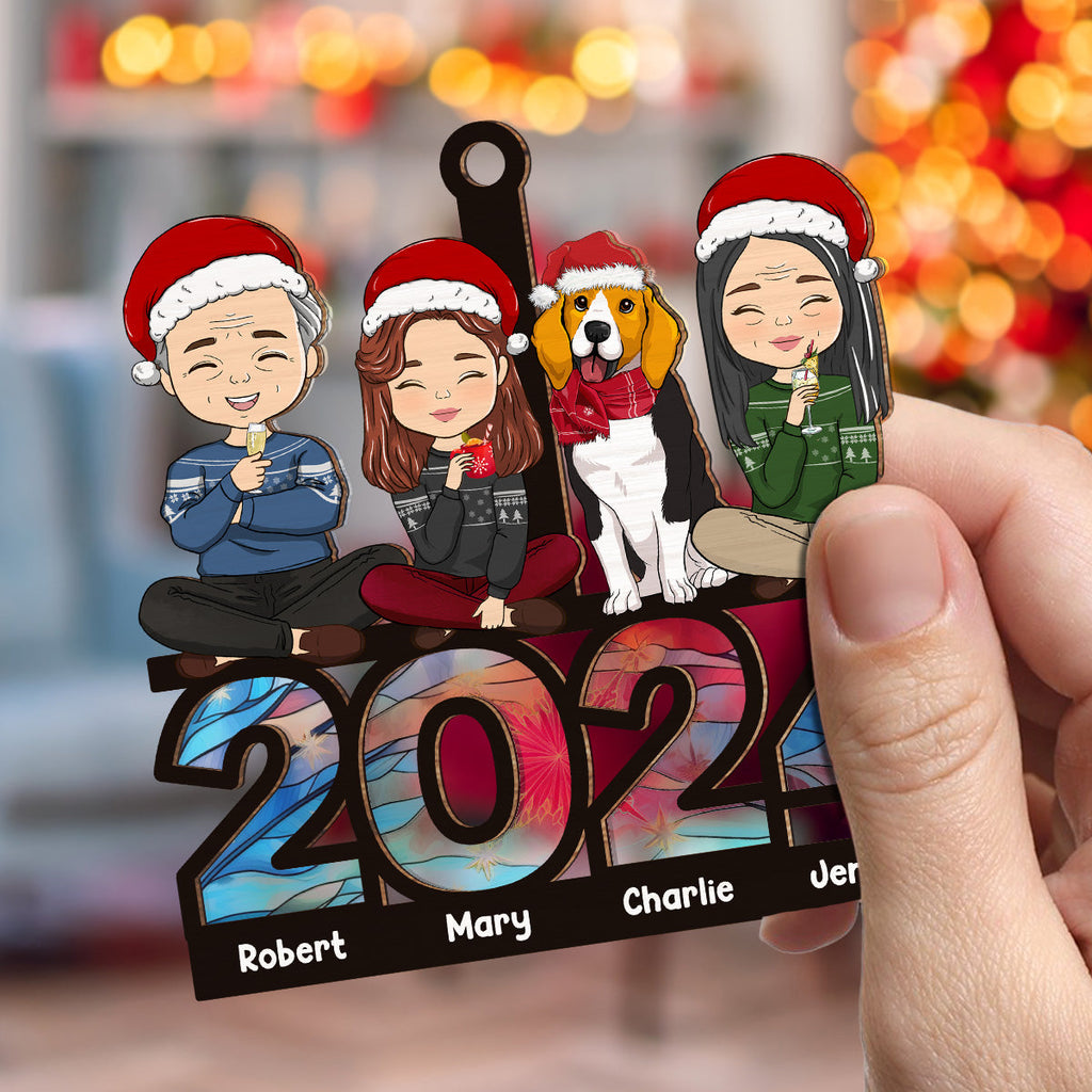 Custom Family Ornament, Christmas Gift for Family Members •  Family Sitting 2024 - Personalized Suncatcher Ornament