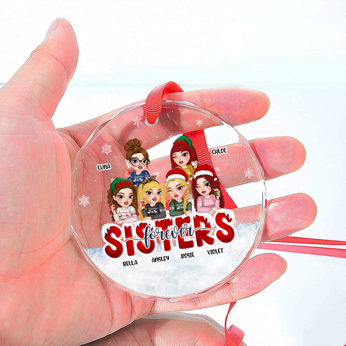Custom Friendship Christmas Ornament, Best Friend Gift •  Forever Be My Bestie - Personalized Glass Ornament
