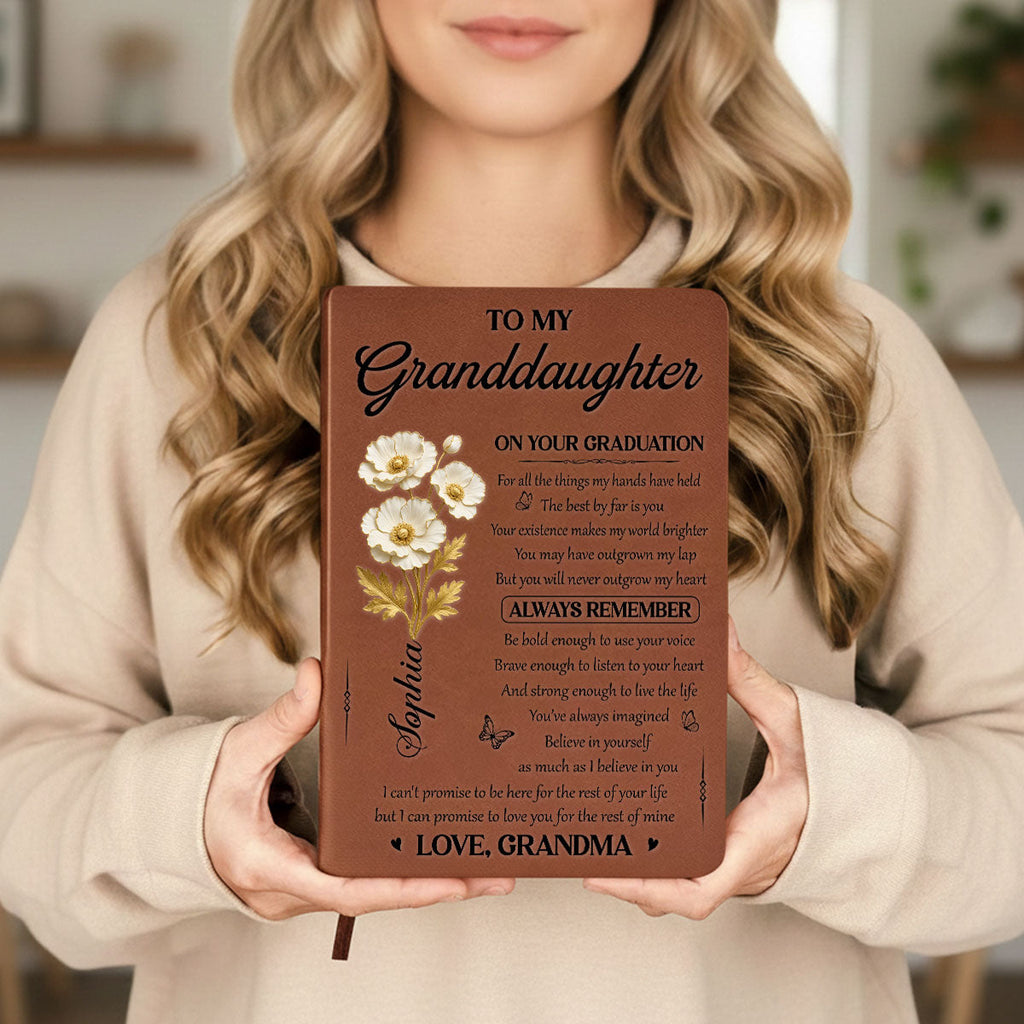 Graduation Journal Custom Name School Year For Children • To My Granddaughter - Personalized Leather Journal