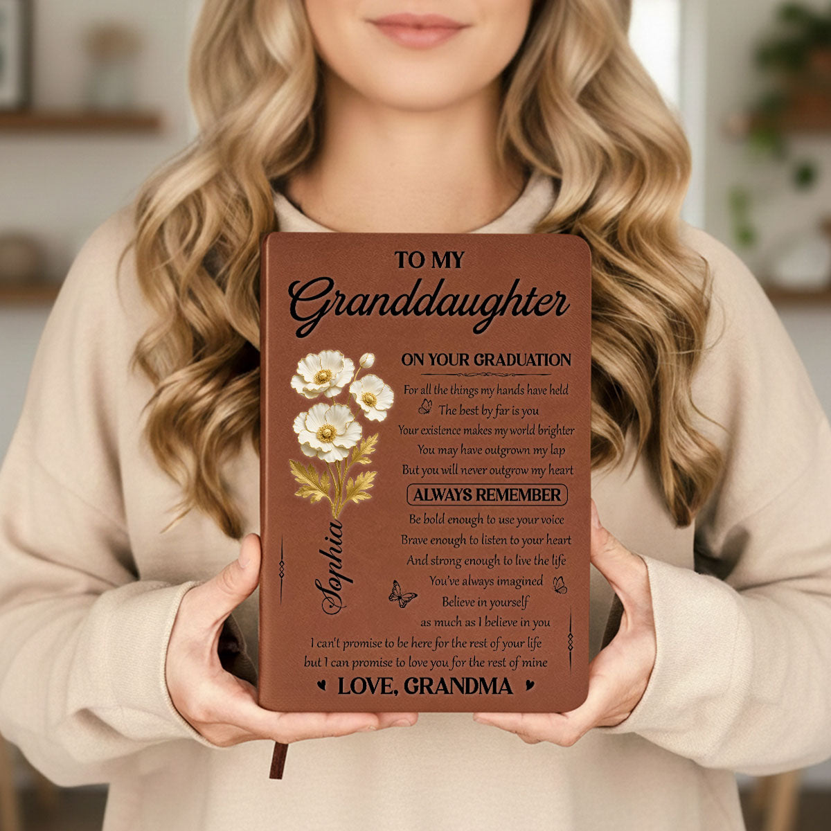 Graduation Journal Custom Name School Year For Children • To My Granddaughter - Personalized Leather Journal