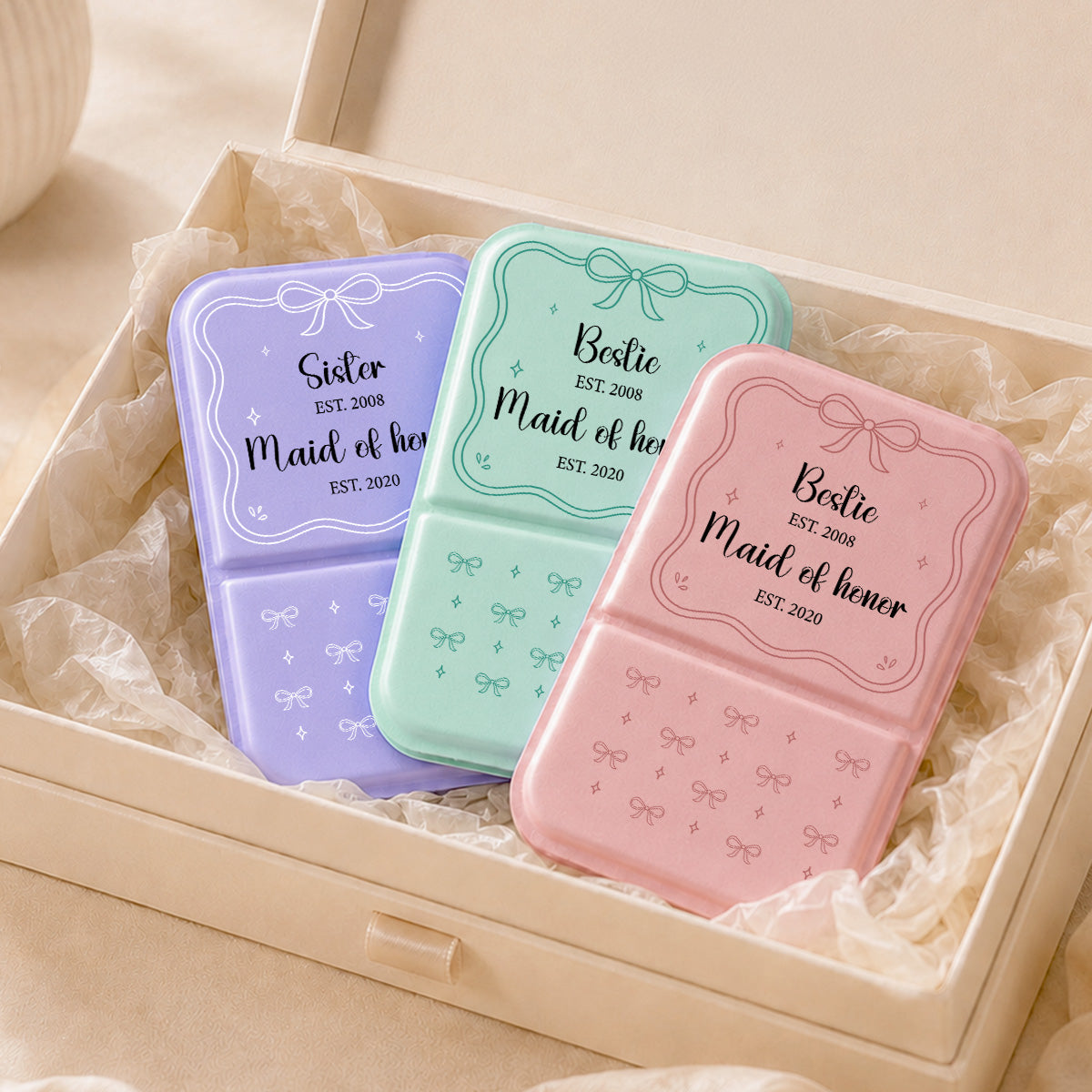 Sister Maid Of Honor - Personalized Pocket Leather Mirror