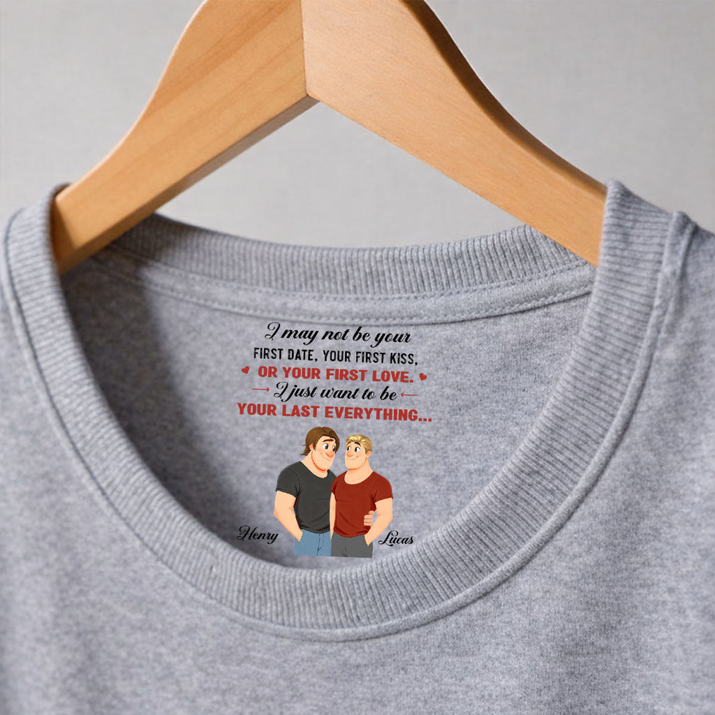 Custom Christmas Anniversary Keepsake Gifts For Husband • You First And Last Everything - Personalized Inside Neck Print T-shirt