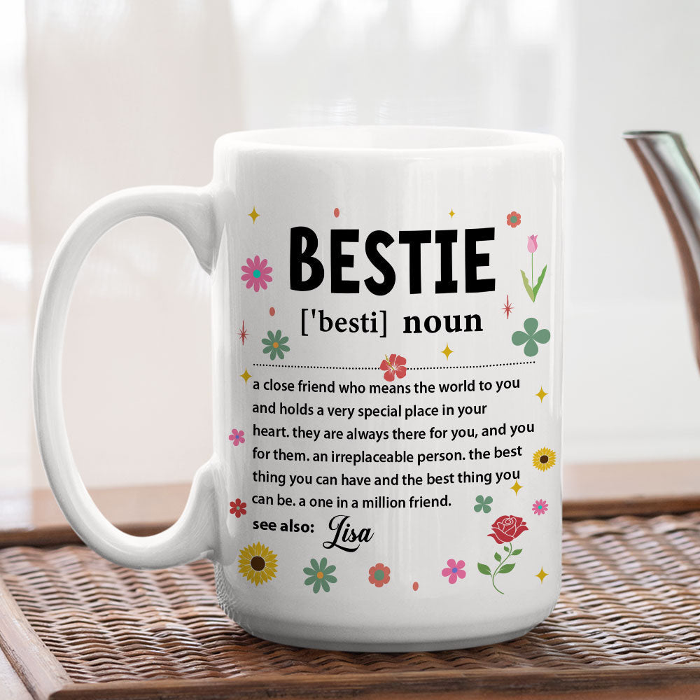 Custom Best Friend, Christmas & Birthday Friendship Keepsake Gift • Bestie Definition - Personalized Coffee Mug