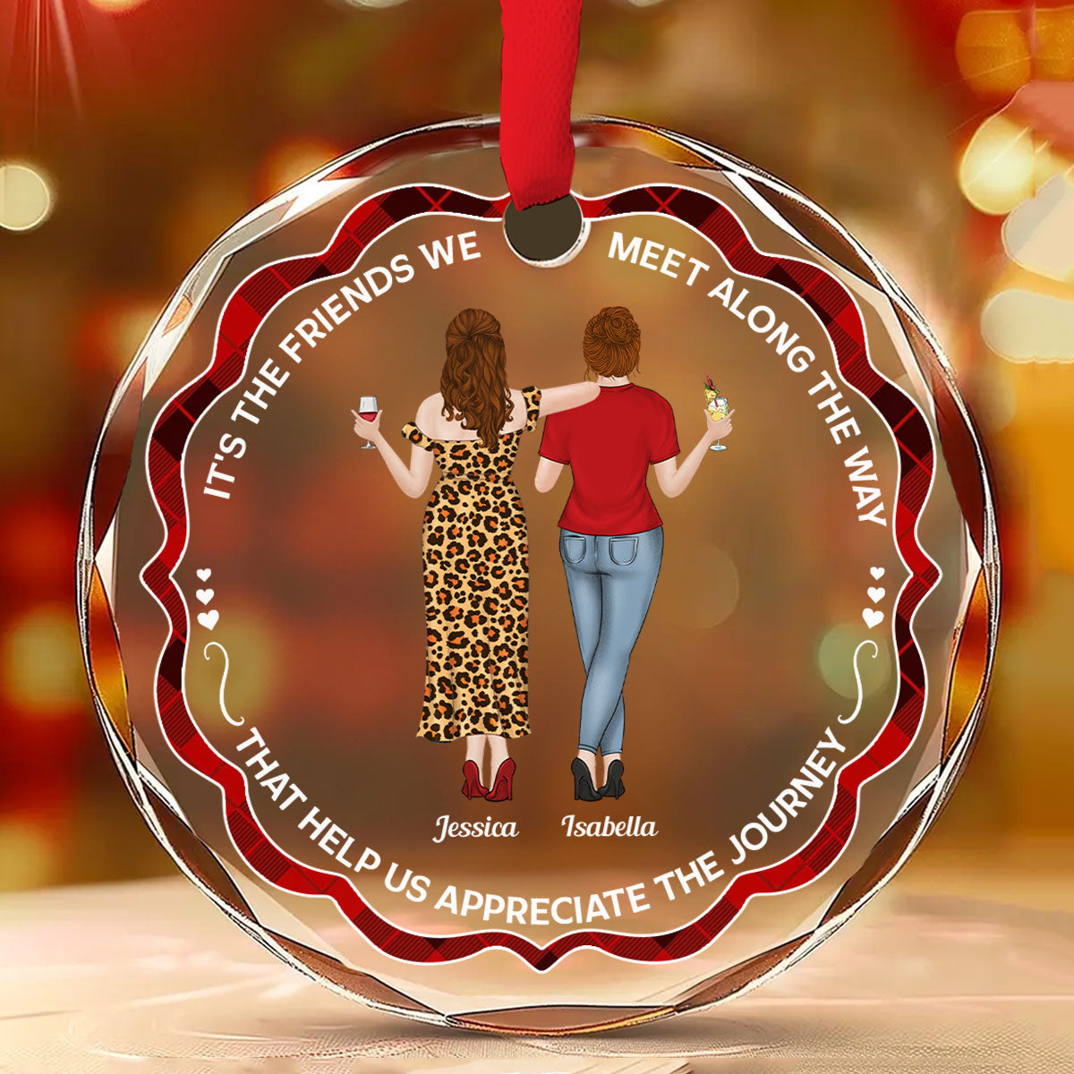 Custom Friendship Christmas Ornament, Best Friend Gift •  Appreciate The Journey - Personalized Glass Ornament