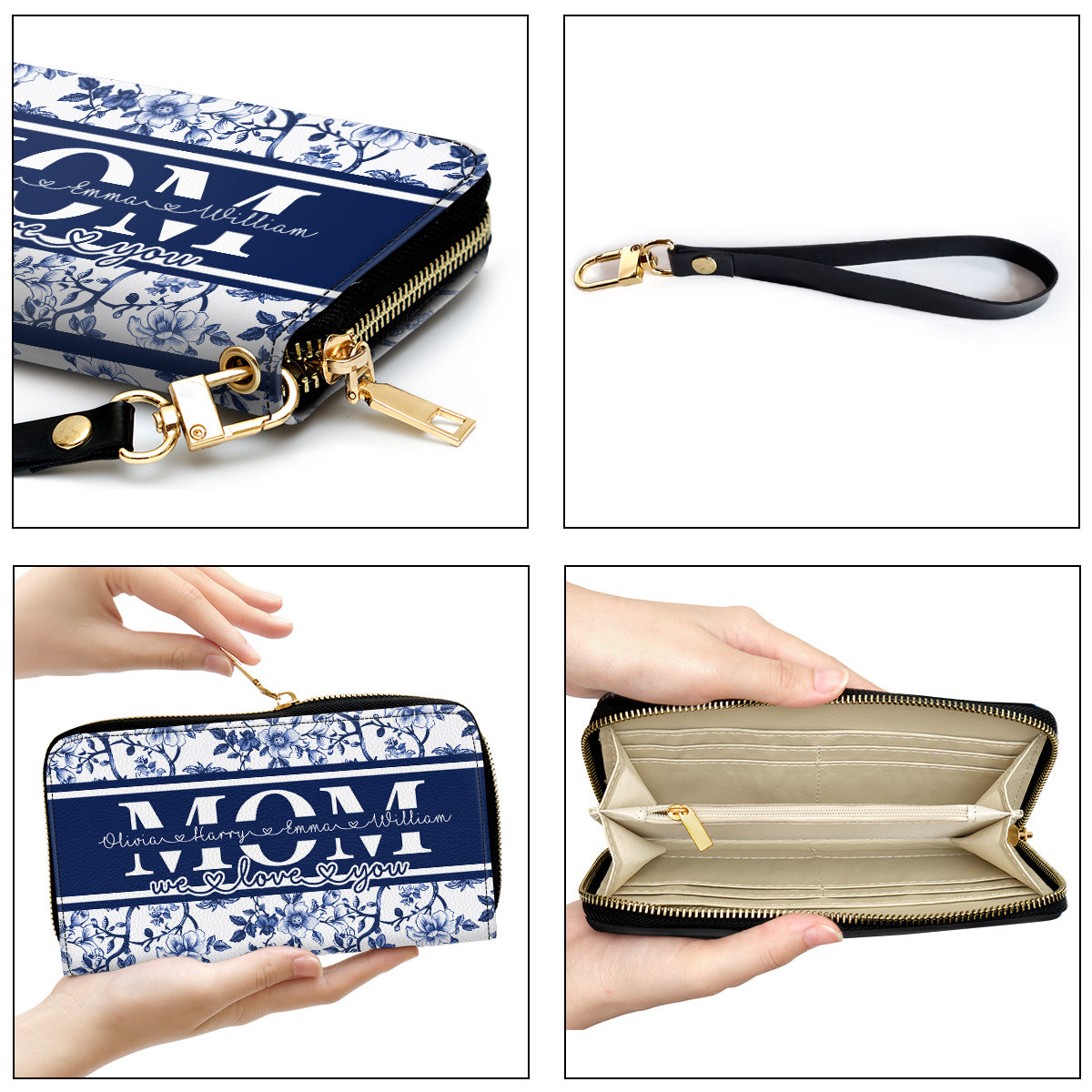 I Love You Mom - Personalized Leather Wallet