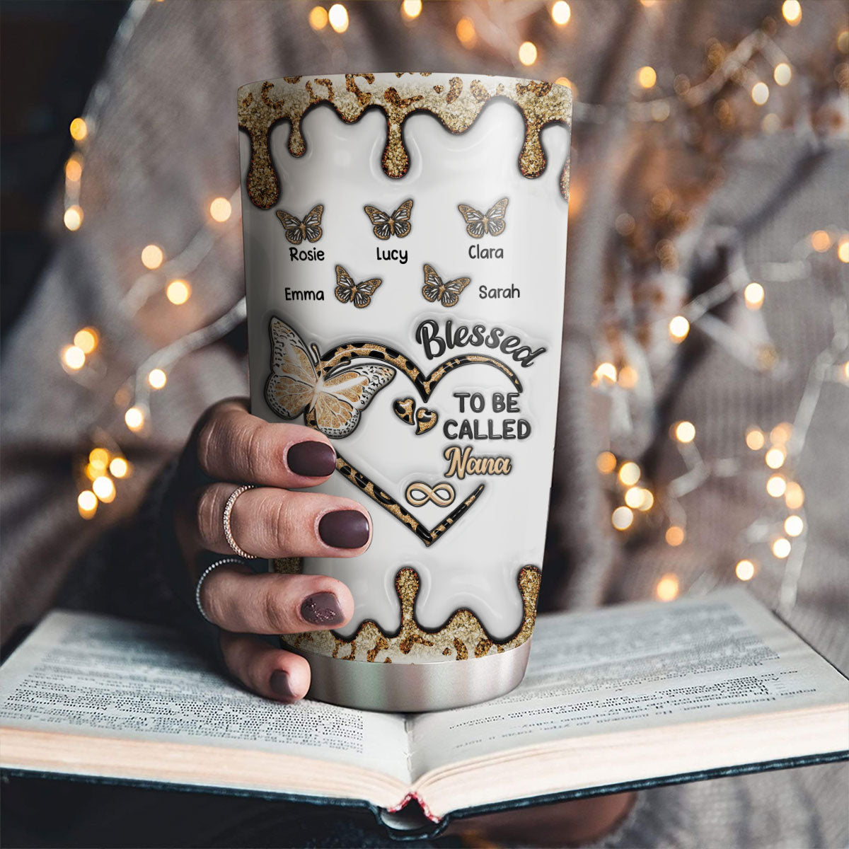Custom Mother's Day Birthday Gifts For Grandma • Butterfly Grammy - Personalized 3D Inflated Effect Tumbler