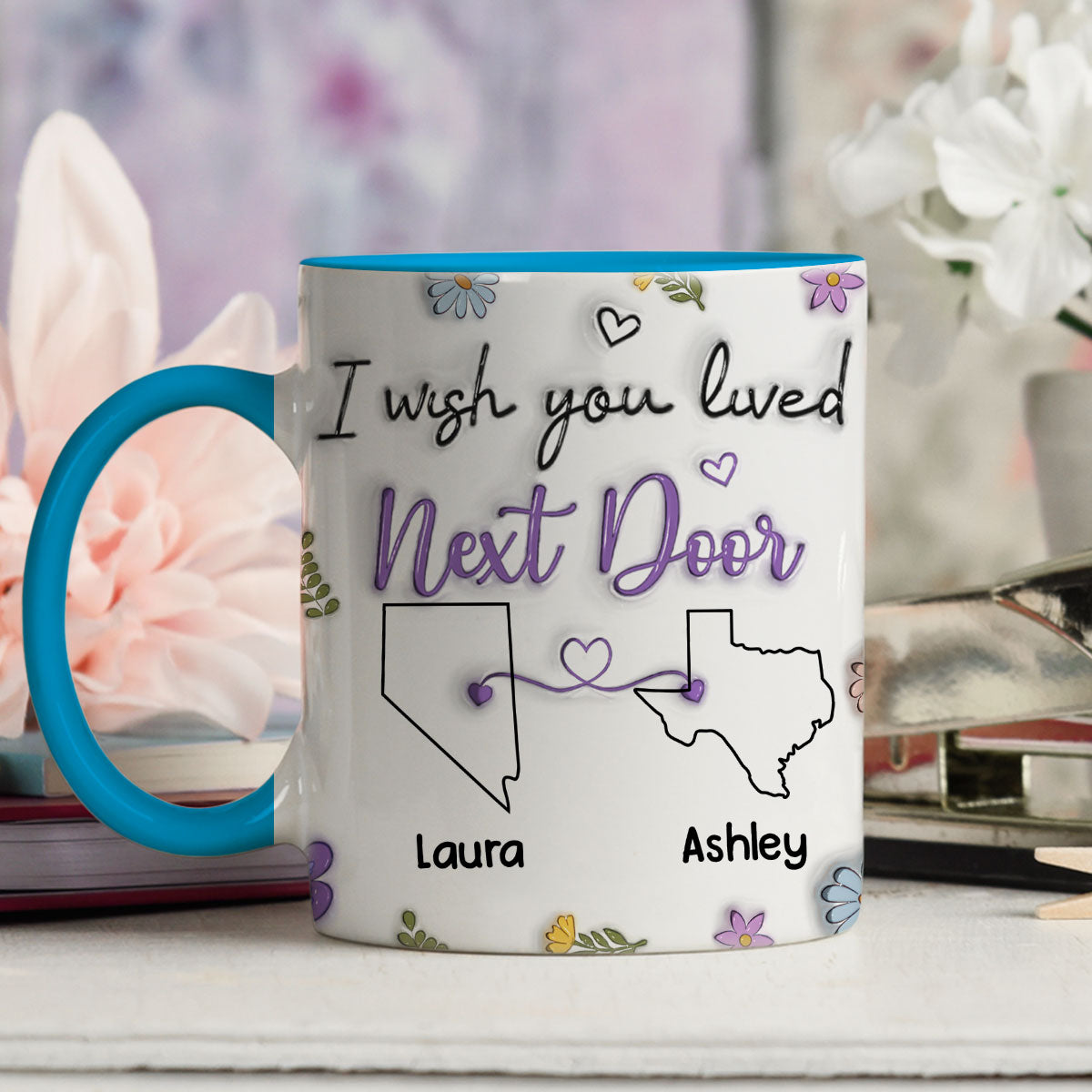 Custom Best Friend, Christmas & Birthday Friendship Keepsake Gift • I Wish We Lived Closer - Personalized Accent Mug
