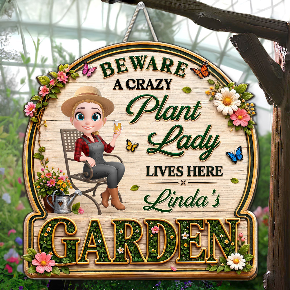 Custom 3D Family Summer Backyard, Patio & Porch Decor • Just The Lady - Personalized 3D Effect Wood Sign