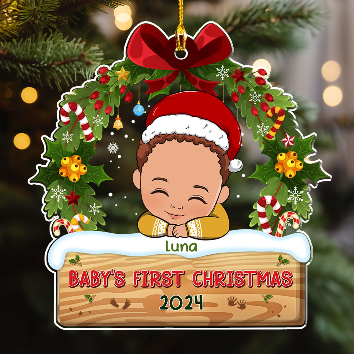 Custom Keepsake Christmas Ornament •  Baby First Christmas - Personalized Acrylic Ornament