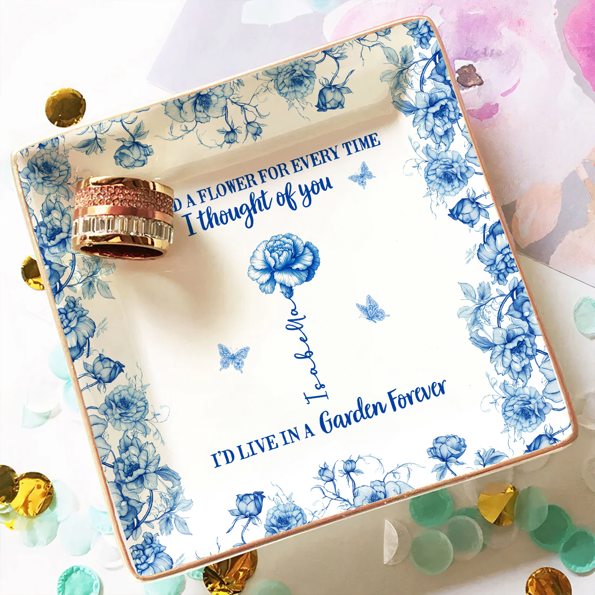 Custom Trinket Dish Gift for Friend, for Soul Sister • You Are My Forever Garden - Personalized Jewelry Dish