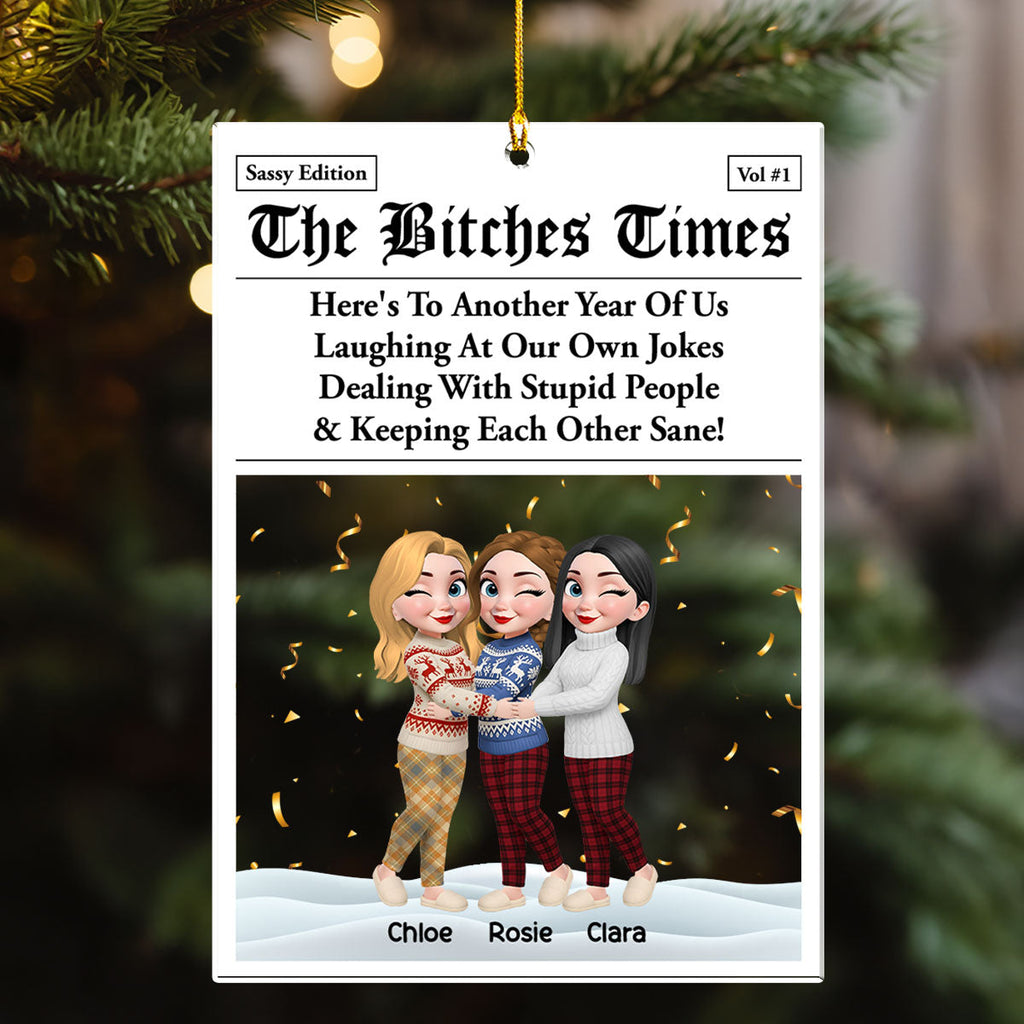 Custom Friendship Christmas Ornament, Best Friend Gift •  Real Friends Last Through Everything - Personalized Acrylic Ornament