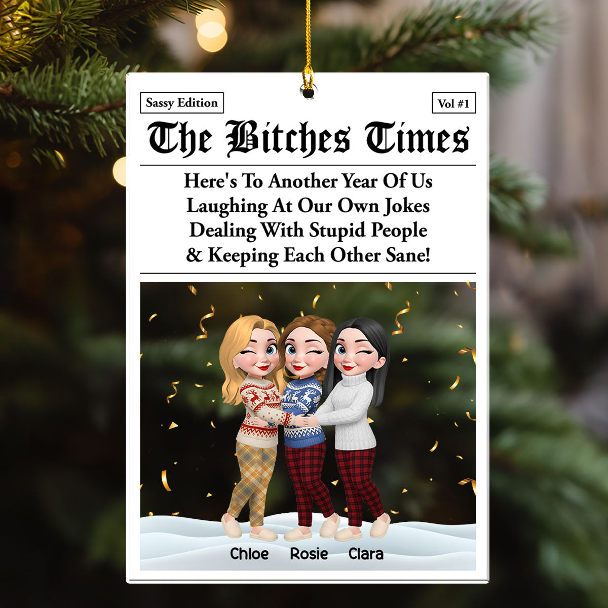 Custom Friendship Christmas Ornament, Best Friend Gift •  Real Friends Last Through Everything - Personalized Acrylic Ornament