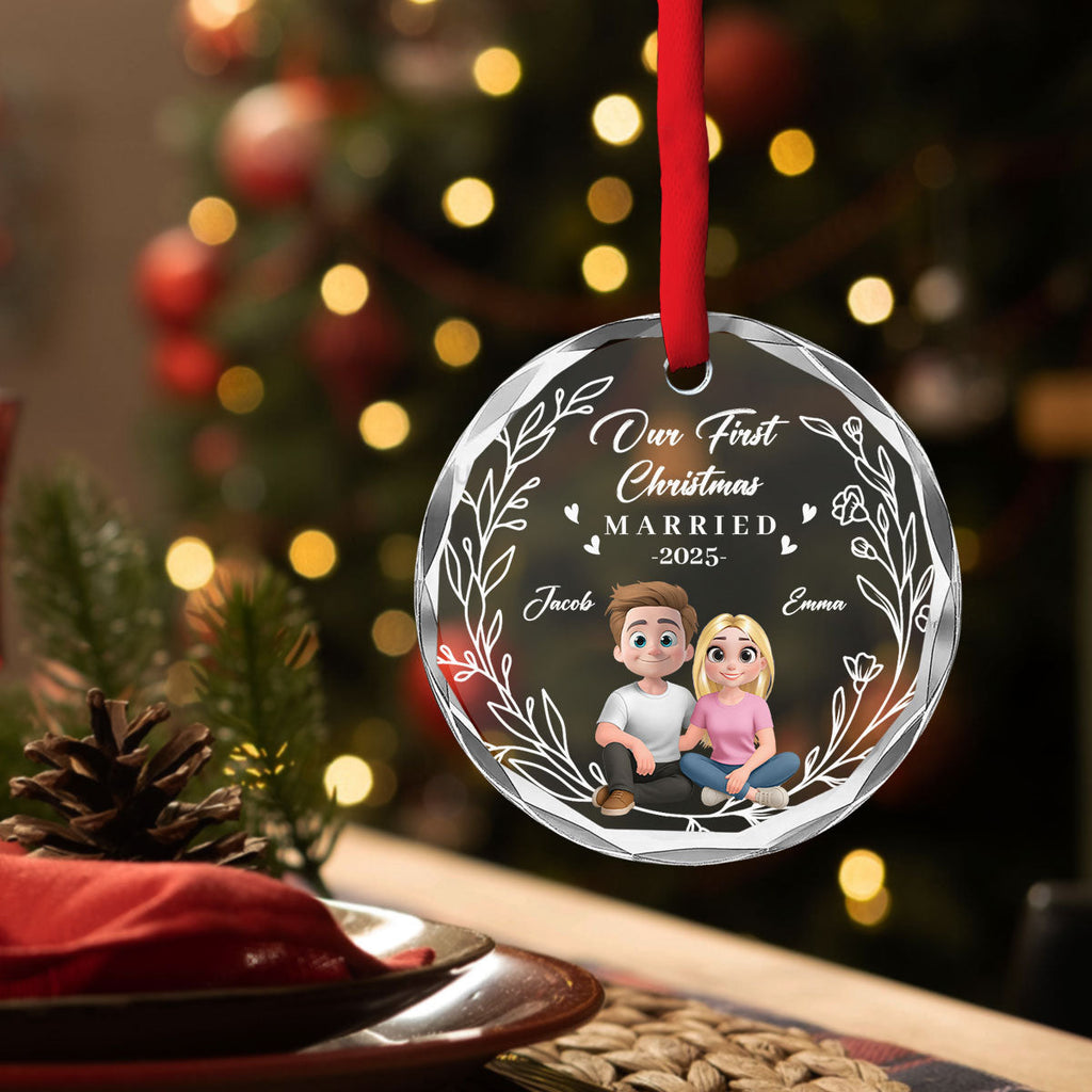 Custom Keepsake Christmas Ornament •  Our First Year As One - Personalized Glass Ornament