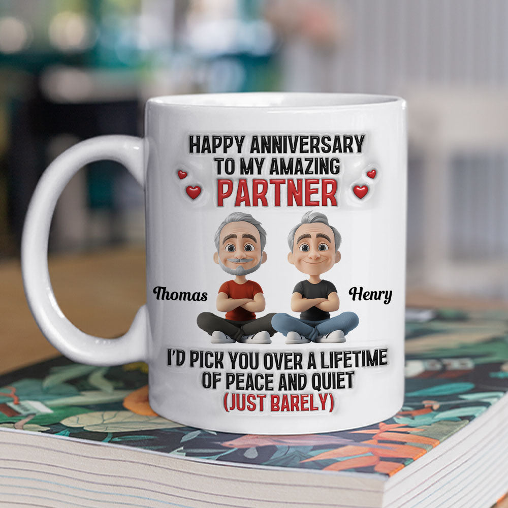 Custom Anniversary Keepsake Gifts For Couple • Over A Peaceful And Quiet Lifetime - Personalized 3D Inflated Effect Mug