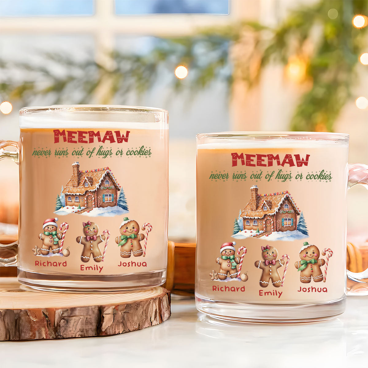 Custom Christmas & Birthday Gift For Grandma • Grandma Never Run Out of Cookies - Personalized Glass Mug