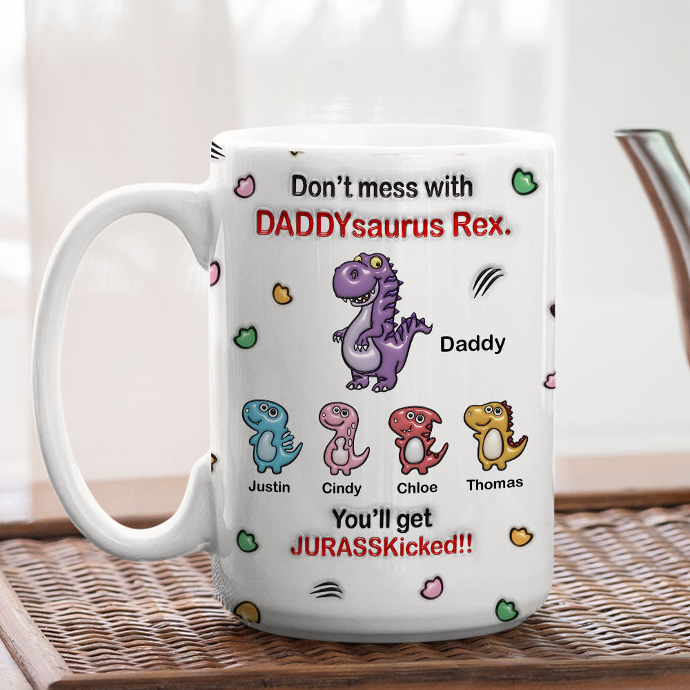 Custom Father's Day, Special Gift for Dad & Grandpa • Watch Out For Grandpasaurus Rex - Personalized 3D Inflated Effect Mug