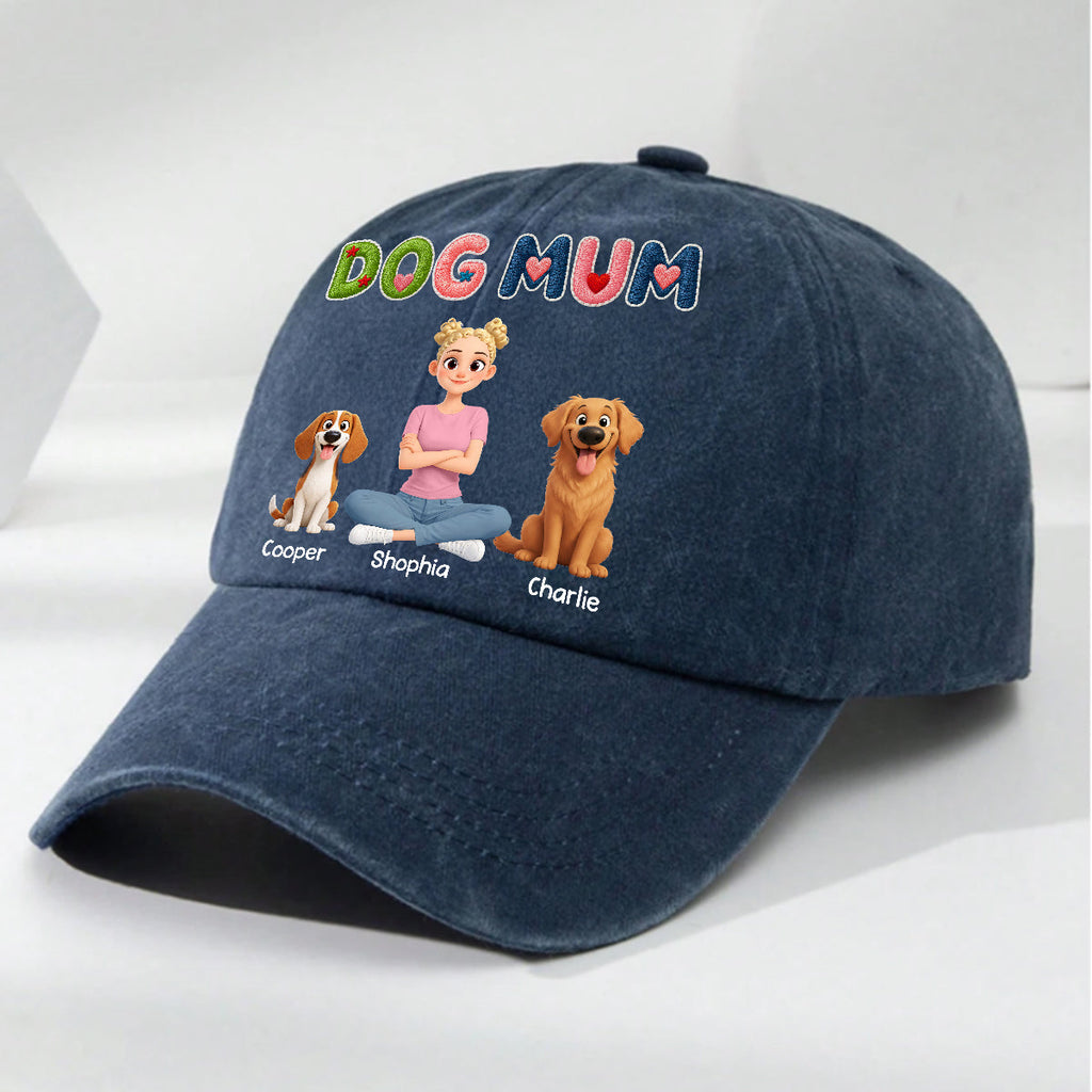 Custom Christmas Headwear Birthday Gifts for Dog Parents • Sun On Our Heads - Personalized 3D Effect Vintage Washed Denim Cap