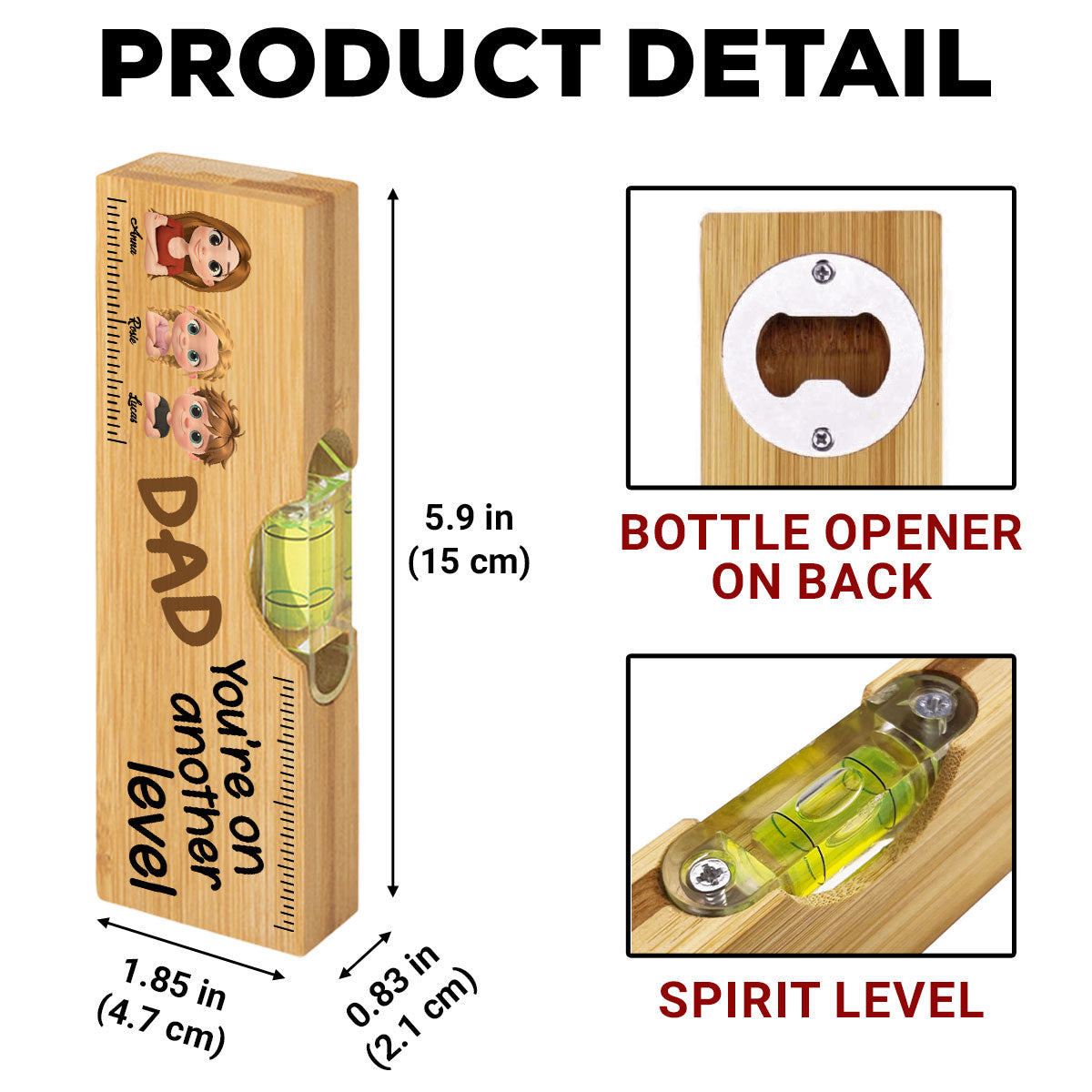 You Are On Another Level - Personalized Wooden Spirit Level Bottle Opener