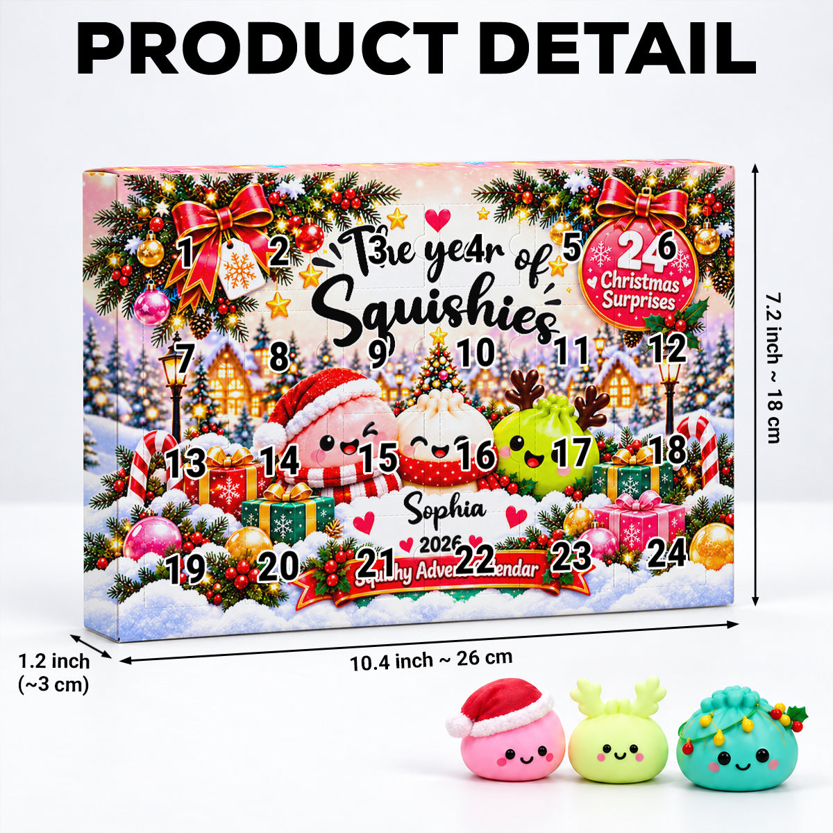Custom Name 2026 Christmas Dumpling Advent Calendar, 24-Day Countdown • Christmas Gets Cuter Every Day - Personalized Dumpling Advent Calendar