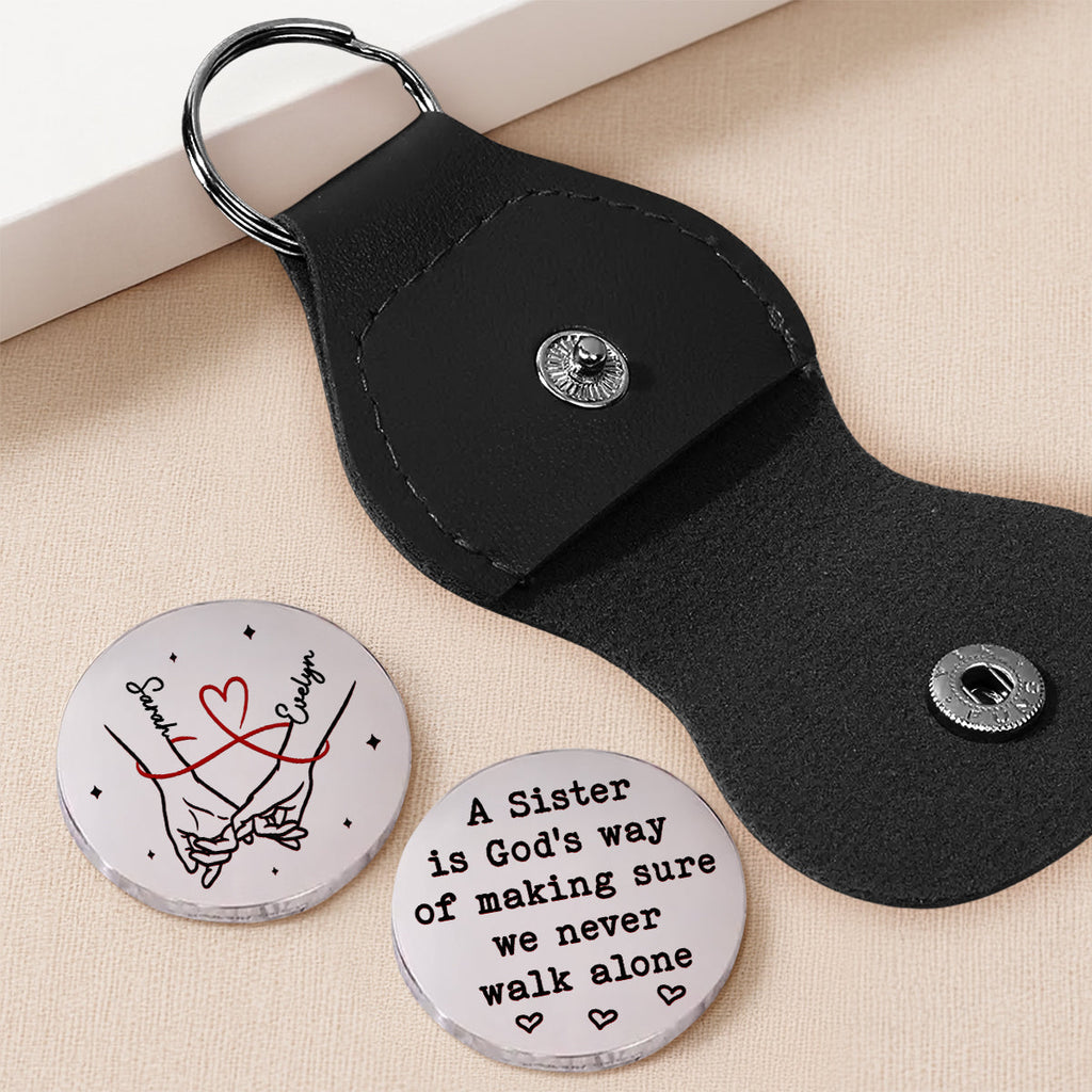 Custom Sister Siblings Coin Keychain, Christmas Birthday Gifts • Way Of God - Personalized Pocket Hug