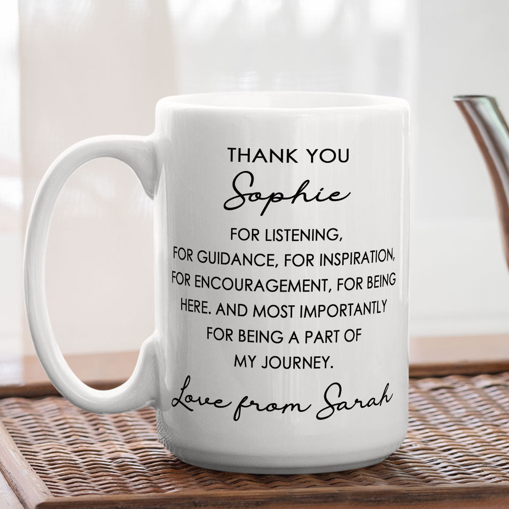 Custom Coworker, Christmas & Birthday Team Appreciation Gift • Thank You For Being A Part Of My Journey - Personalized Coffee Mug